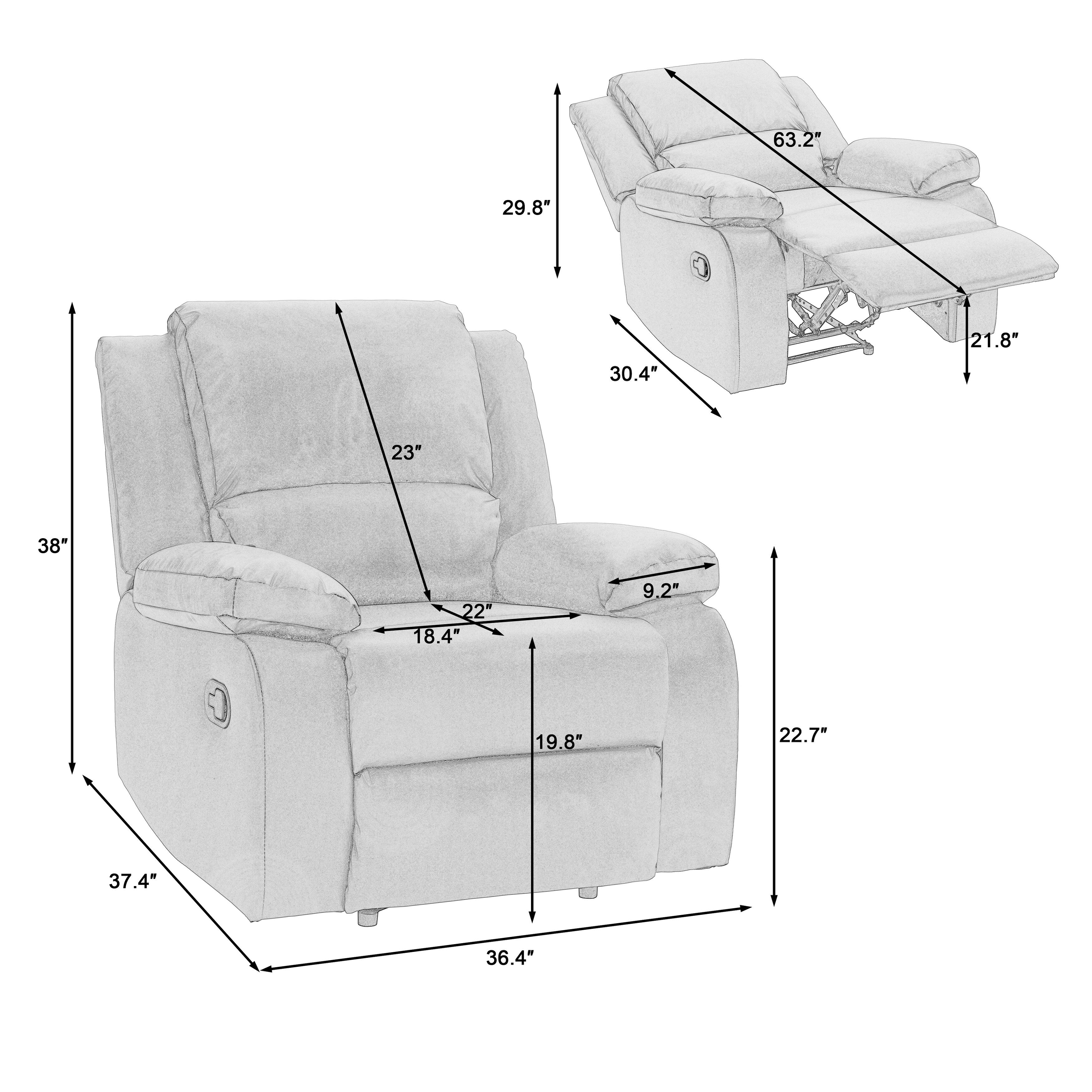 Faux Leather Lounge Chair Single Sofa Adjustable Recliners