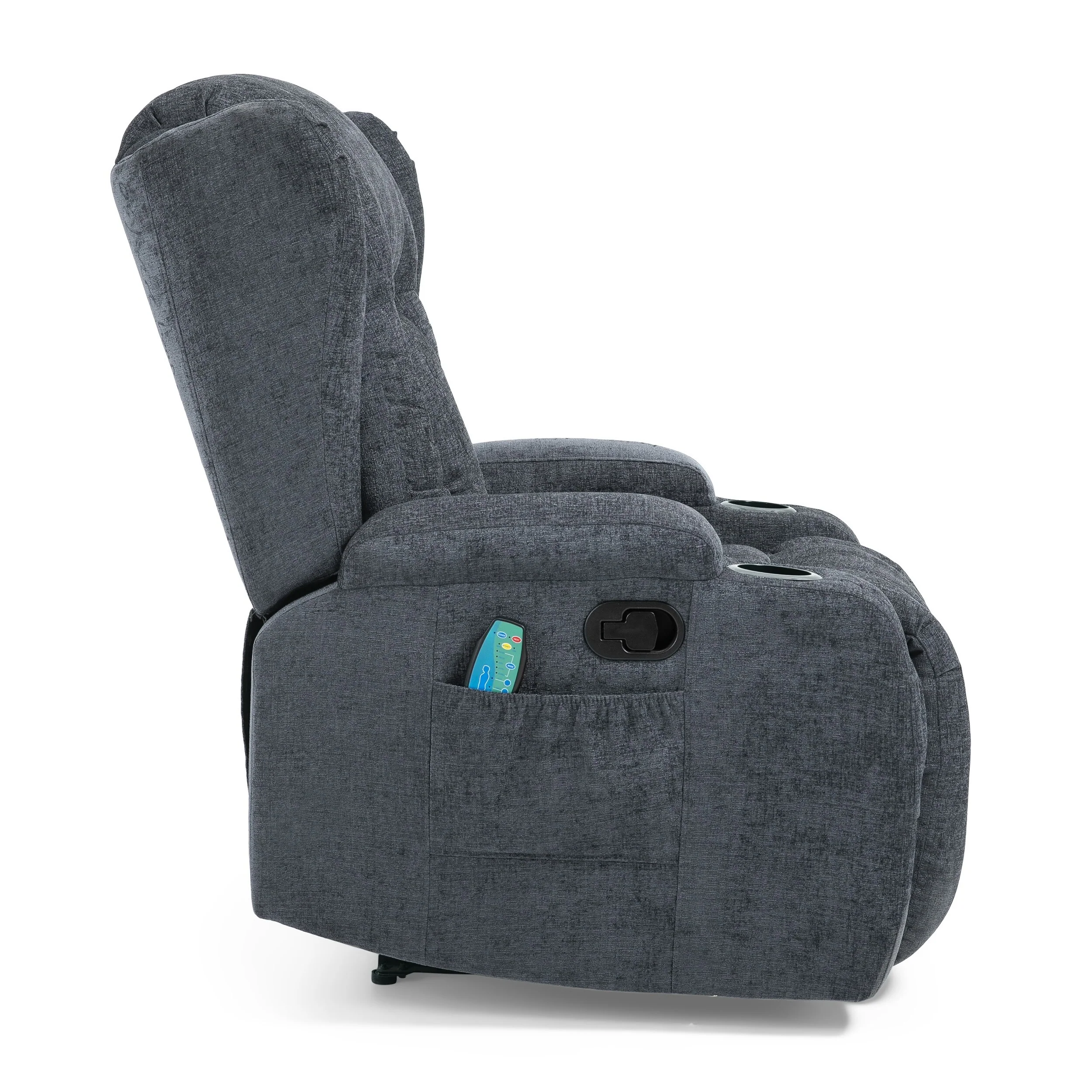 Brown Massage Recliner with Heating, 5 Modes, Cup Holders, Remote Control, and Manual Recline Function