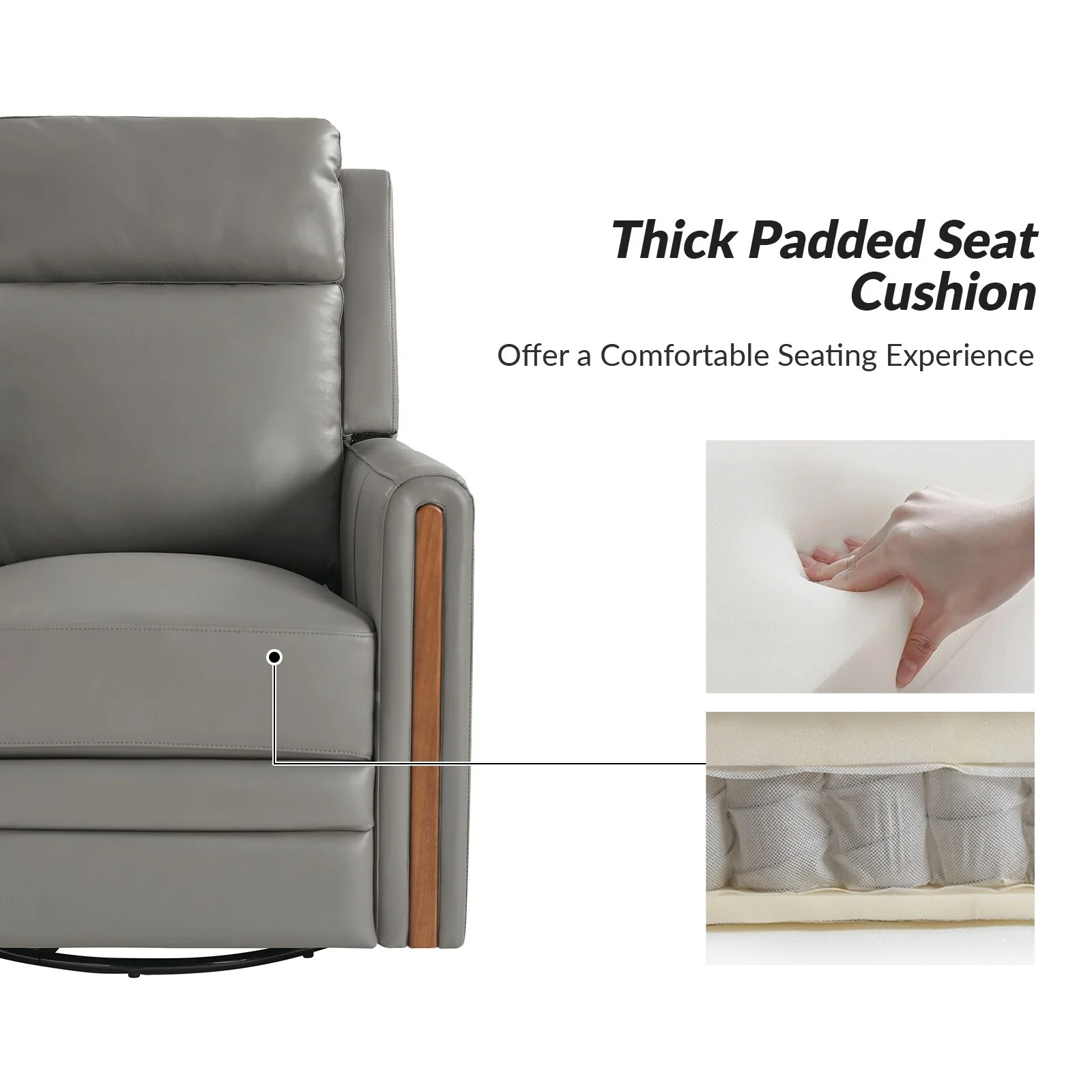 Jaime Modern Genuine Leather Power Rocking Swivel Recliner with Adjustable Headrest and Footrest Set of 2 by HULALA HOME