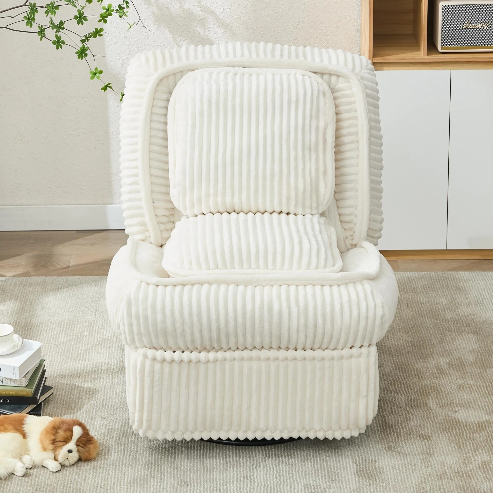 360�� Swivel Rocking Single Sofa,Recliner Sofa, Manual Glider Rocking Armless Chair,Living Room Office