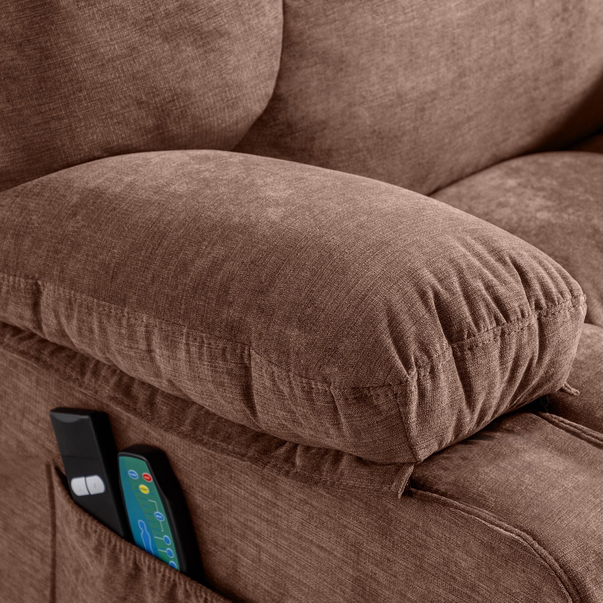 Blue Power Lift Recliner Chair with Heat, Massage, USB Charging, Side Pockets and Remote Control