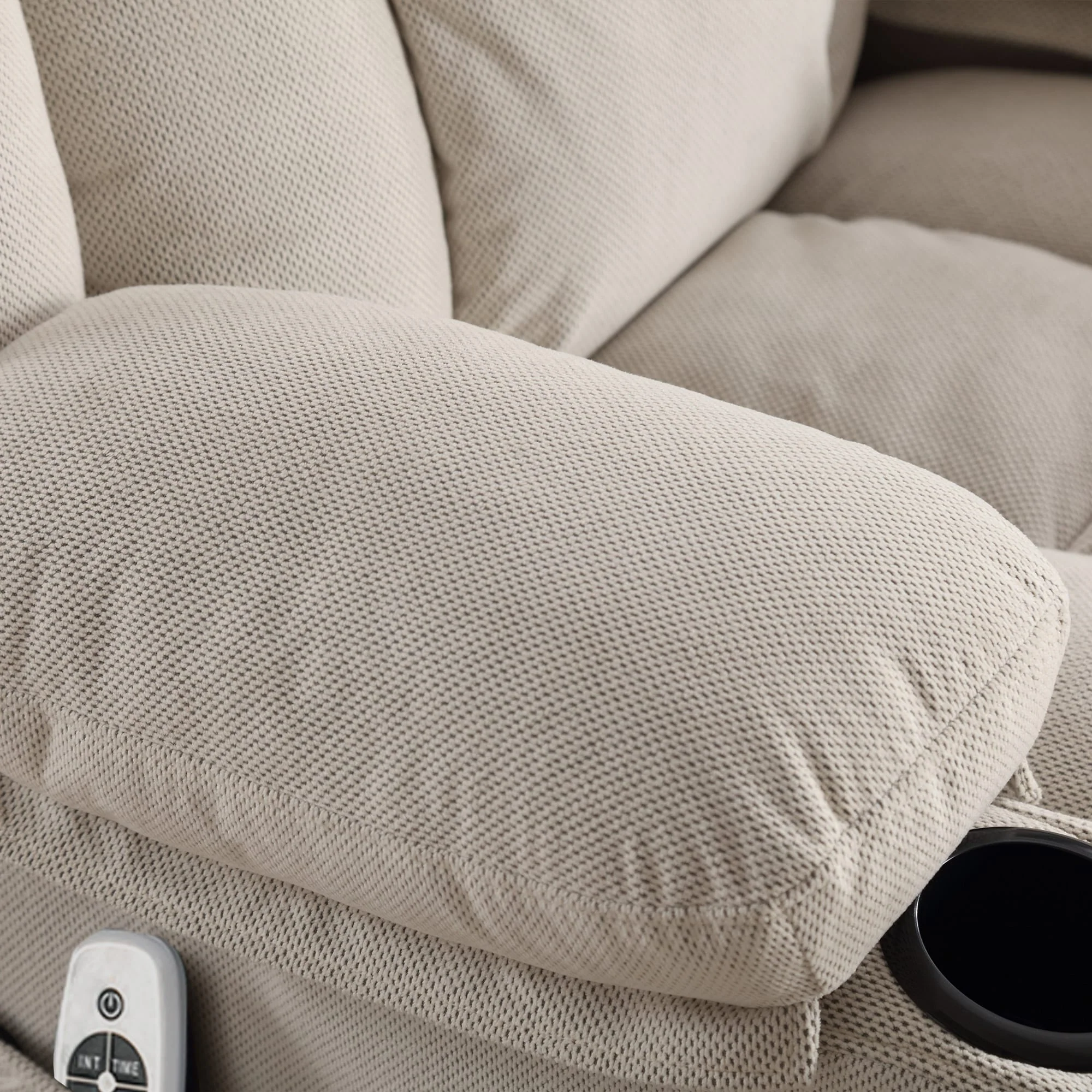 Swinging Recliner Massage Heated Sofa, With Usb And 2 Cup Holders In Side Pockets