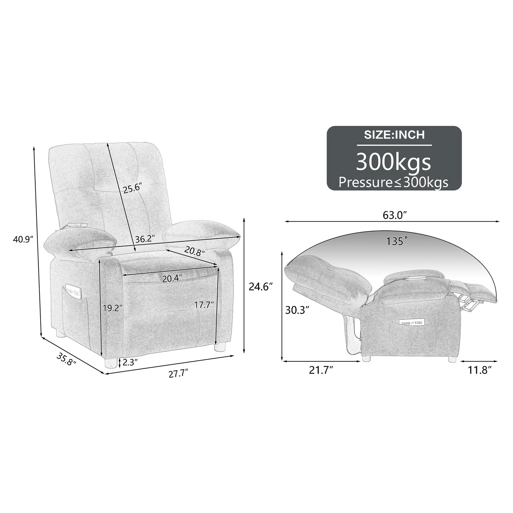 Black Manual Recliner with Massage, Heat, and Solid Wood Frame