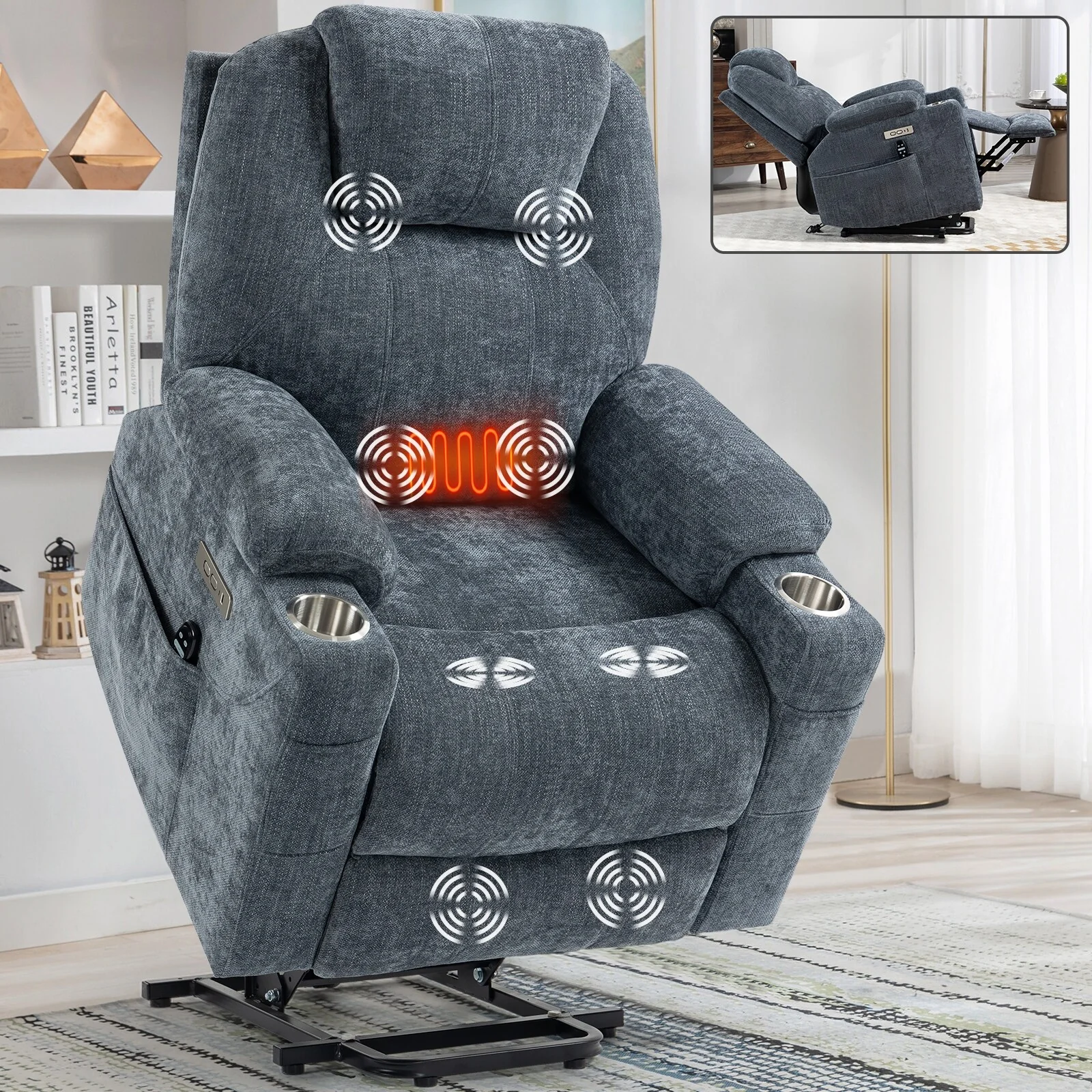 Standard Power Lift Recliner Chair with Full?Body Massage & USB