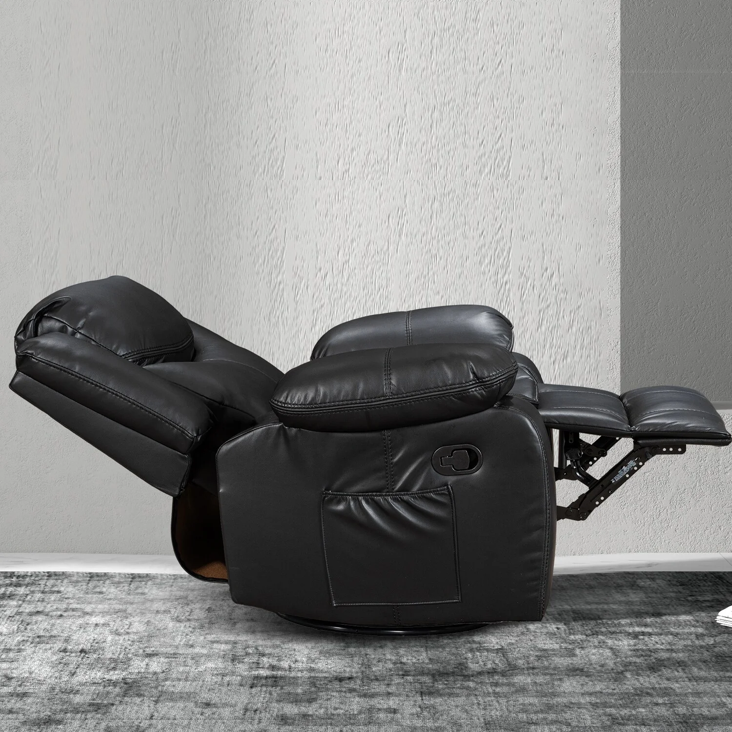 Wide Seat Durable Leather Massage and Heat Recliner