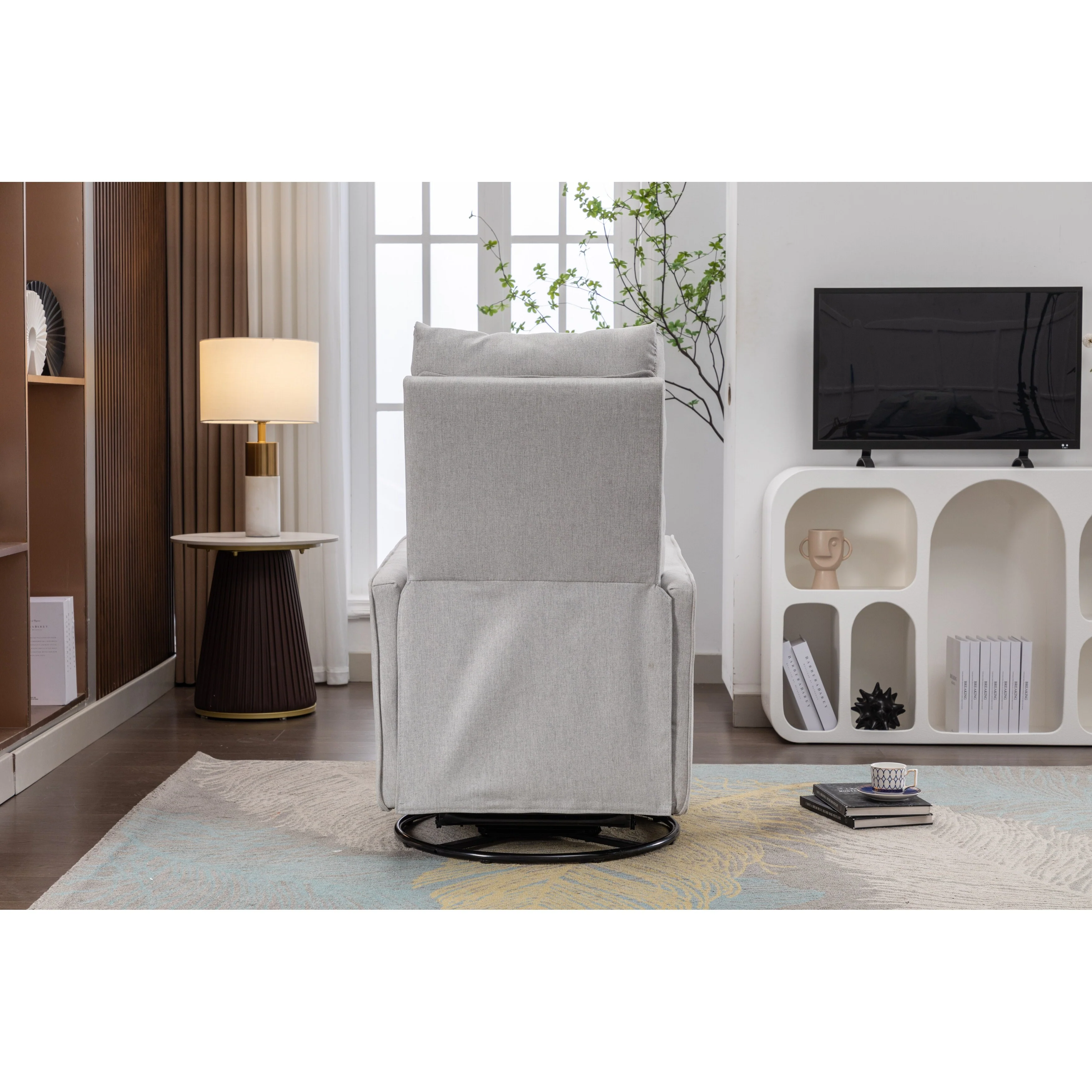 Manual Swivel Rocker Recliner Chair with Adjustable Back & Footrest