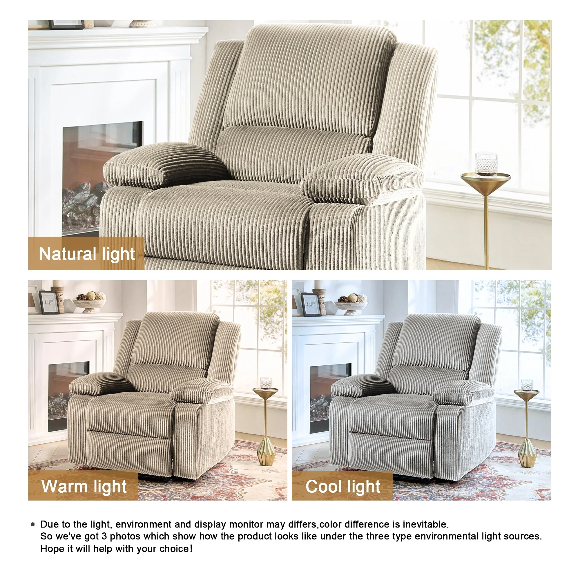 Vegan Leather Upholstered Push Back Manual Recliner Chair