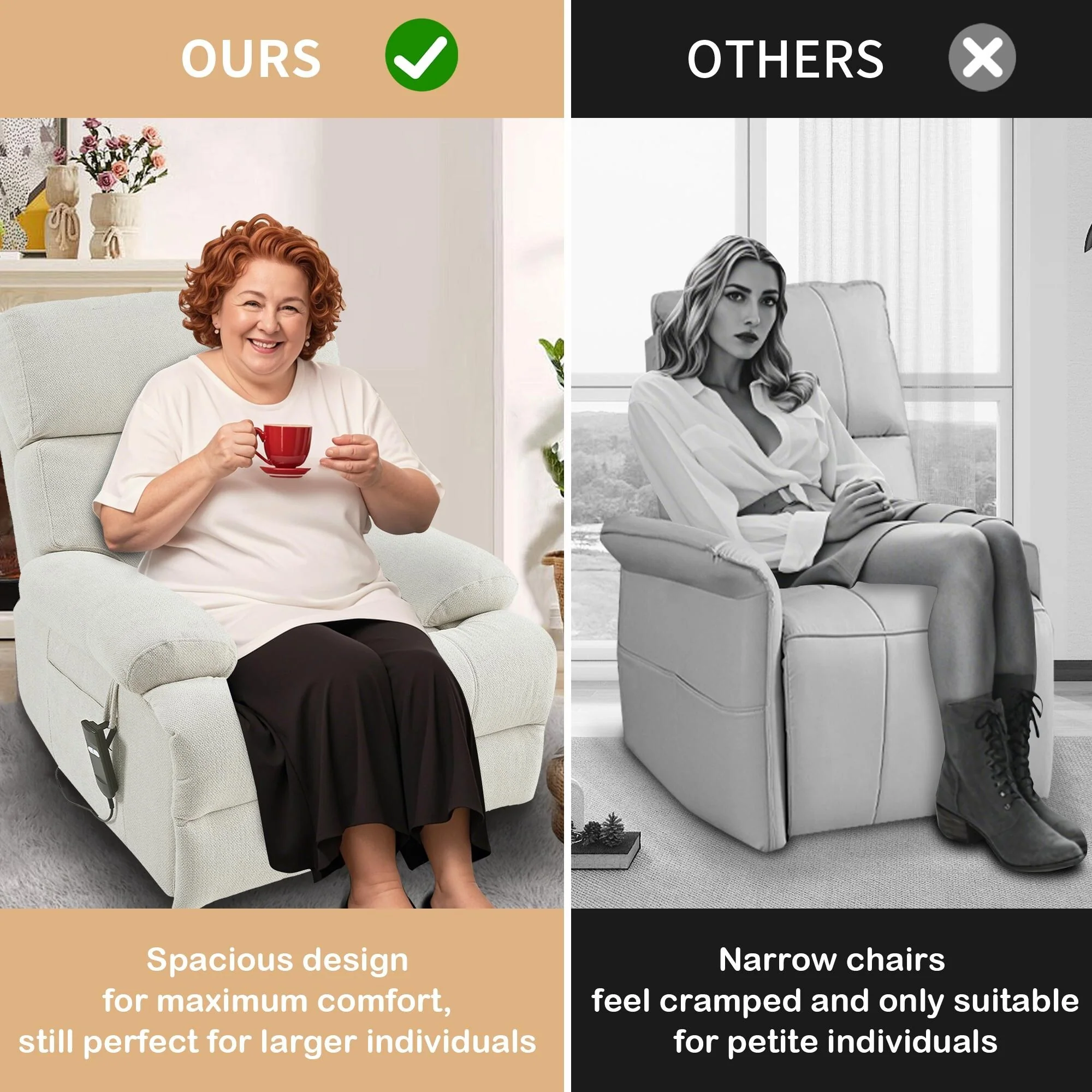 Flannel Power Lift Recliner with Side Pocket