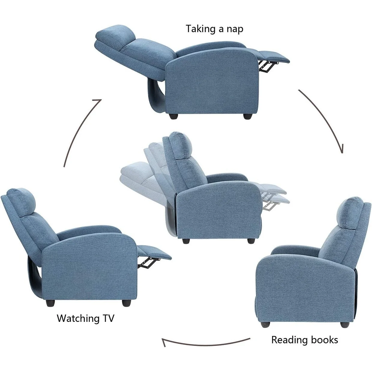 Furniwell Fabric Single Sofa Recliner with Padded Seat