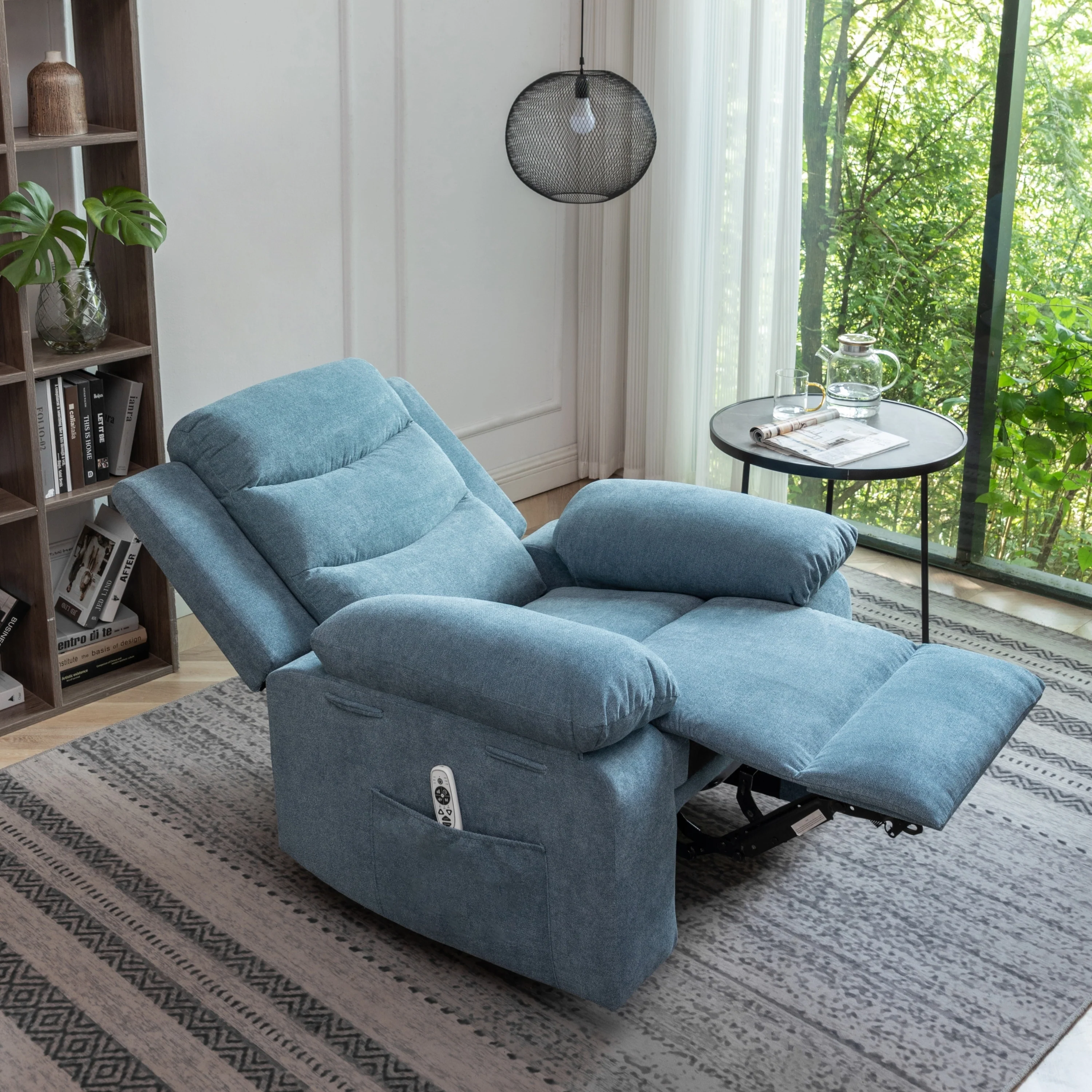 Velvet Adjustable Massage Function Power Recliner Chair with Heating System