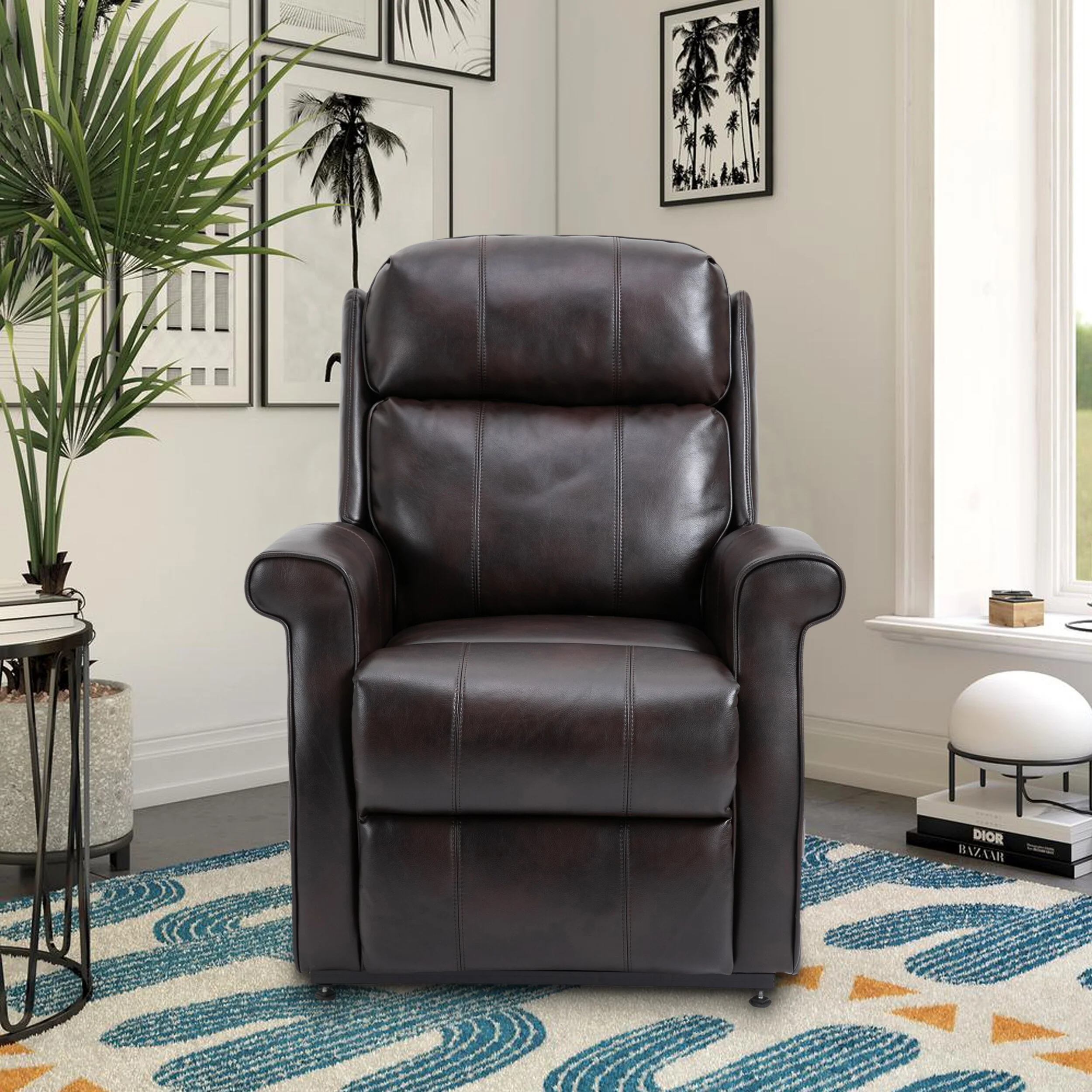 Clihome Faux Leather Elderly Power Lift Recliner Chair with Massage