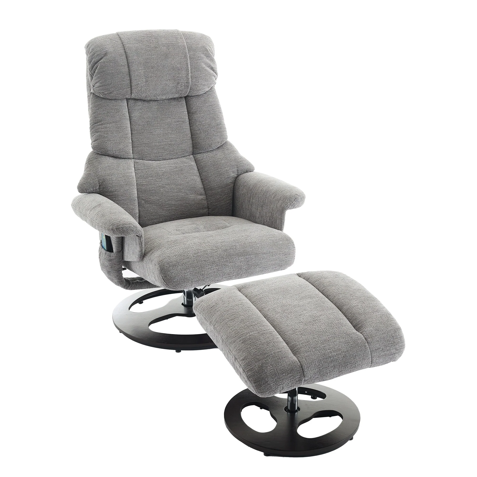360�� Swivel Ergonomic Recliner Chair with Ottoman, Adjustable Backrest, 5 Vibration Massage, Seat Heating, Chenille Fabric