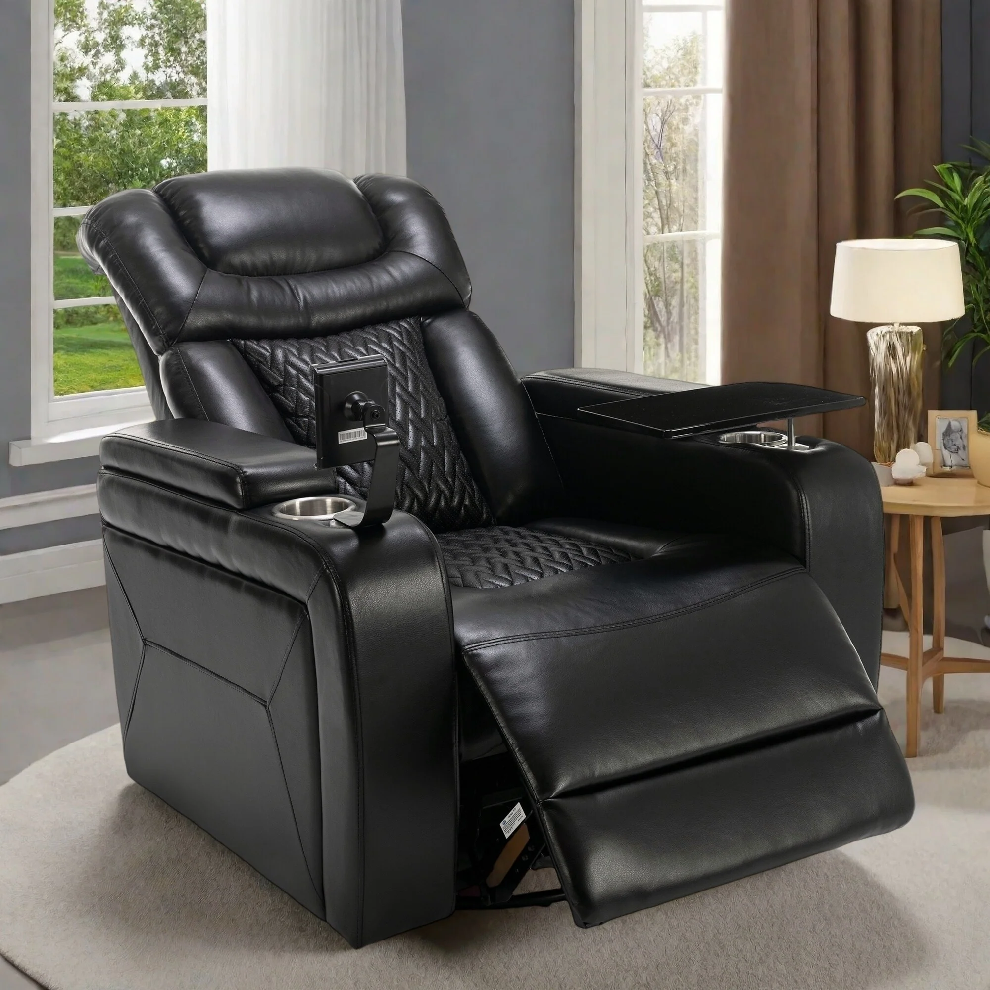 Power Recliner Chair with 270�� Swivel, Rocking Function, Tray Table, USB Port, Cup Holders and Phone Holder