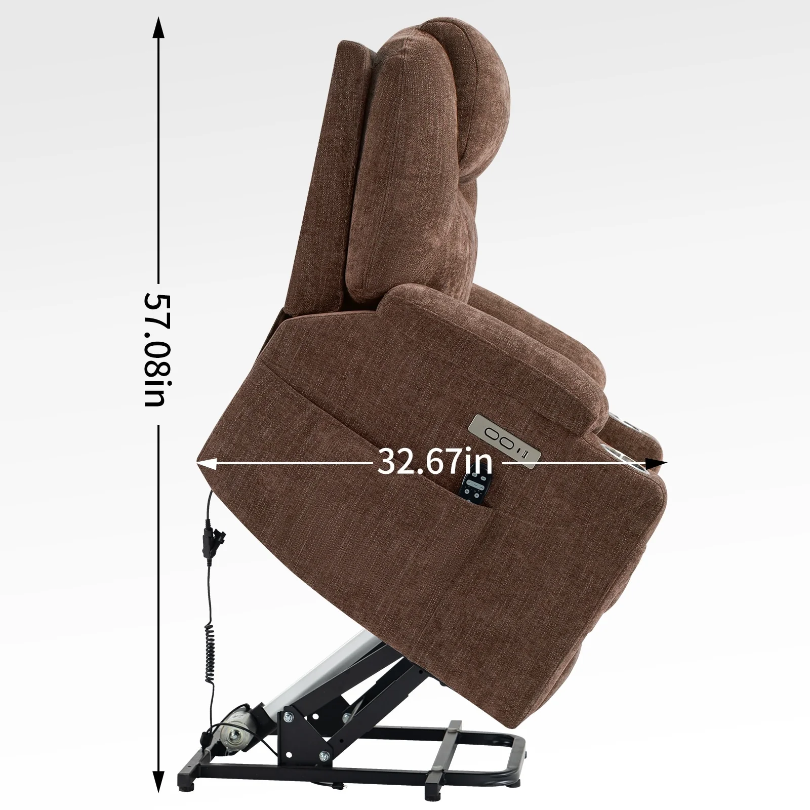 Power Lift Recliner with 8-Point Massage, Lumbar Heat, Dual USB Charging, and Stainless Steel Cup Holders
