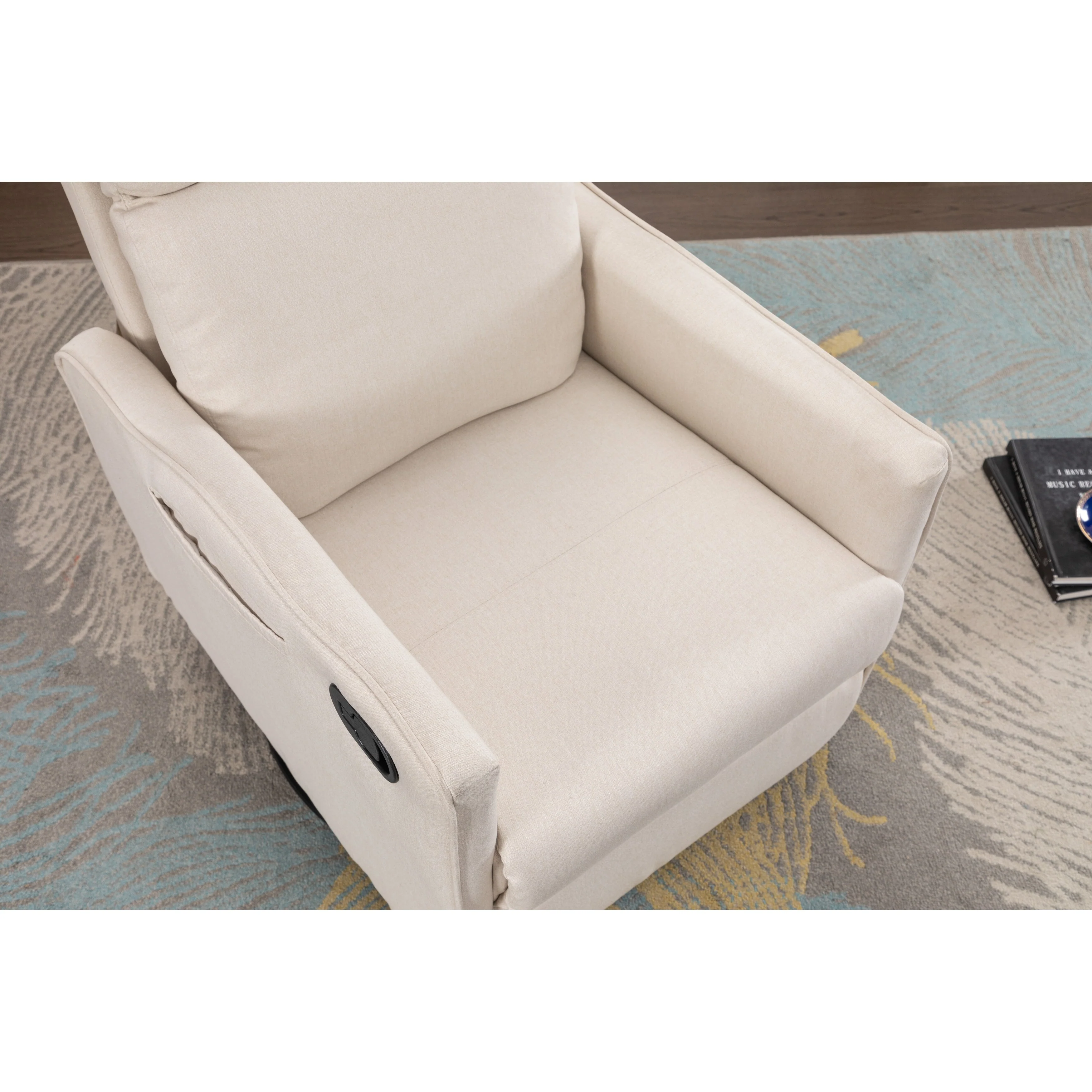 Manual Swivel Rocker Recliner Chair with Adjustable Back & Footrest
