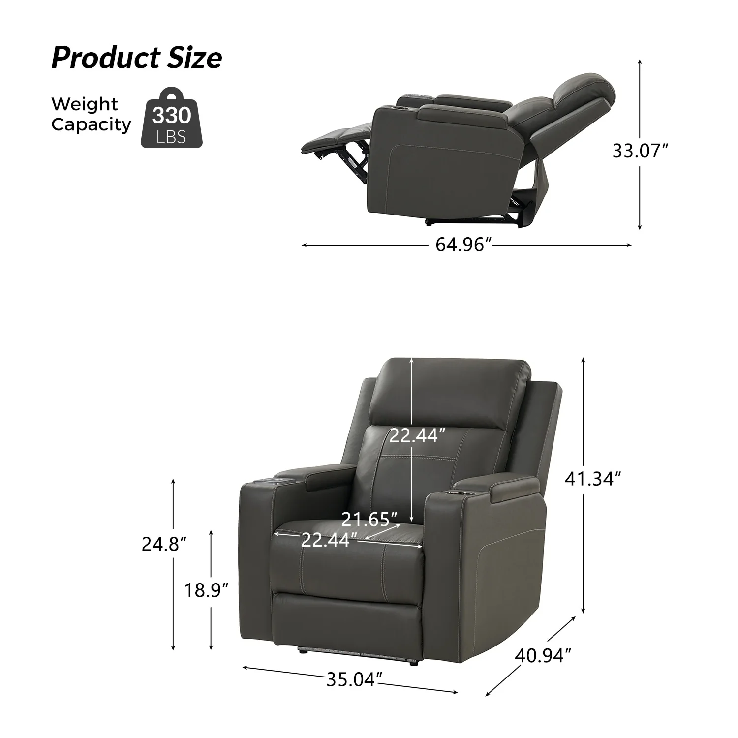 Laura 35.04 Wide Genuine Leather Power Recliner with Adjustable Headrests by HULALA HOME
