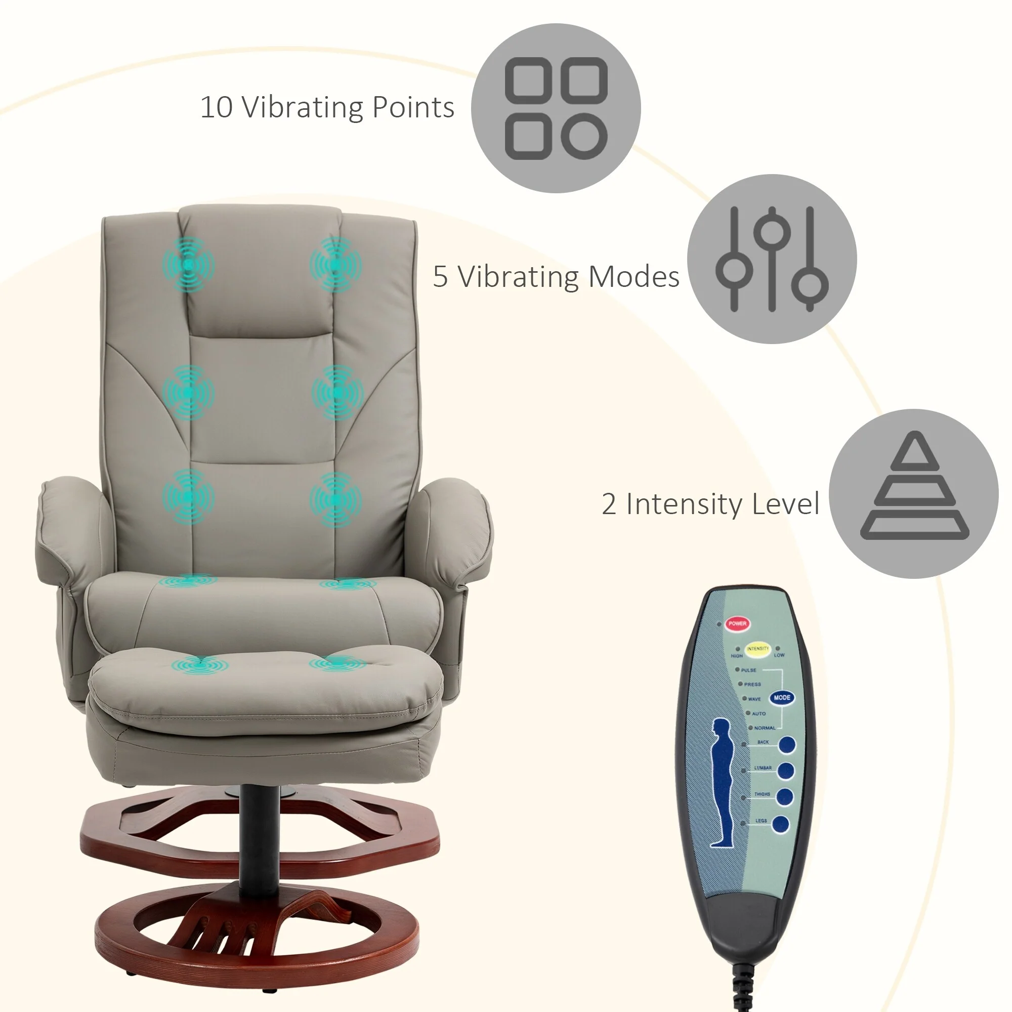HOMCOM Massage Recliner with Ottoman, Electric Faux Leather Recliner
