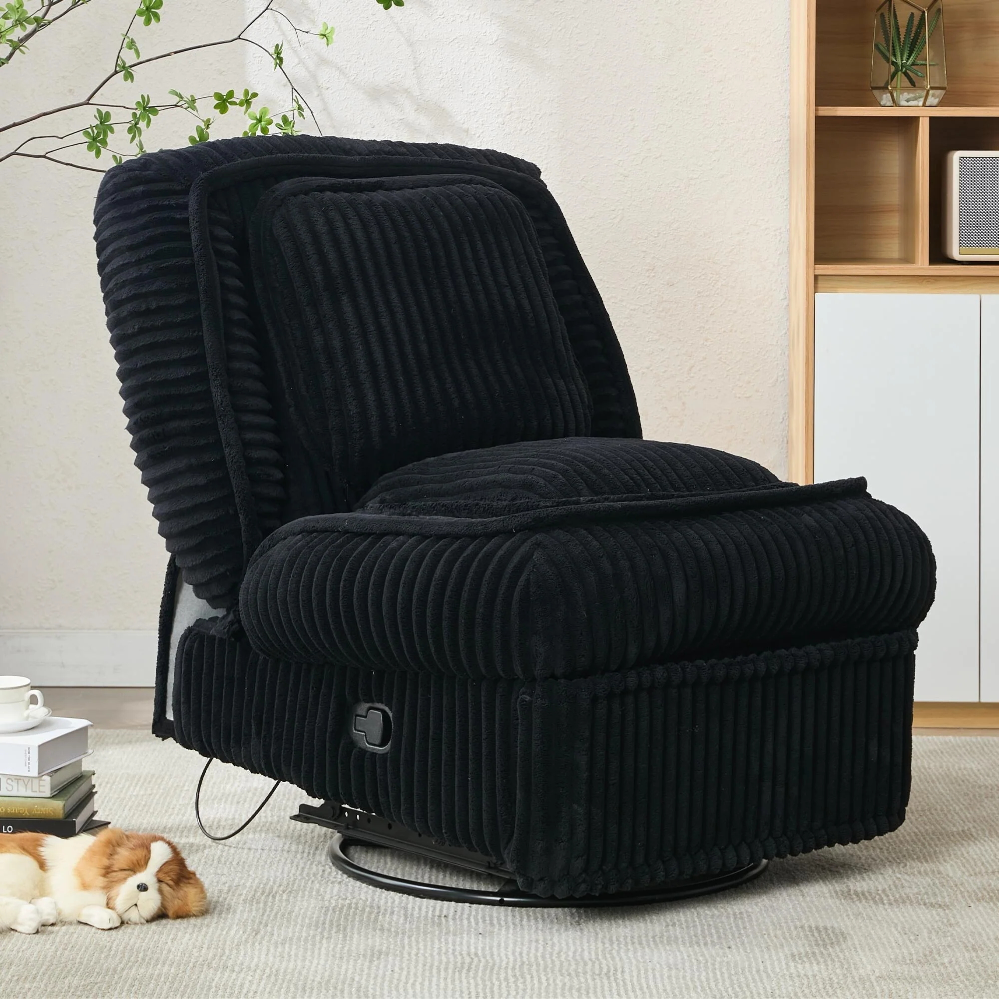 360�� Swivel Rocking Single Sofa,Recliner Sofa, Manual Glider Rocking Armless Chair,Living Room Office