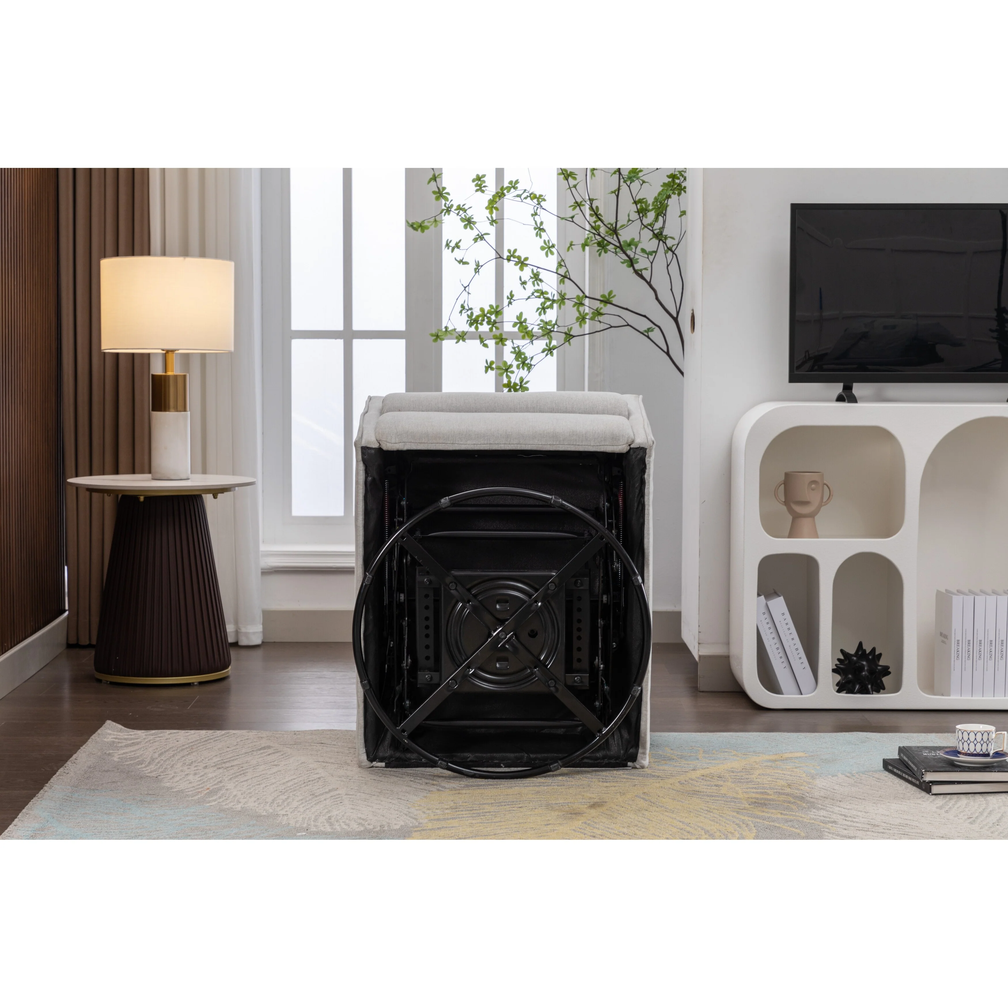 Manual Swivel Rocker Recliner Chair with Adjustable Back & Footrest