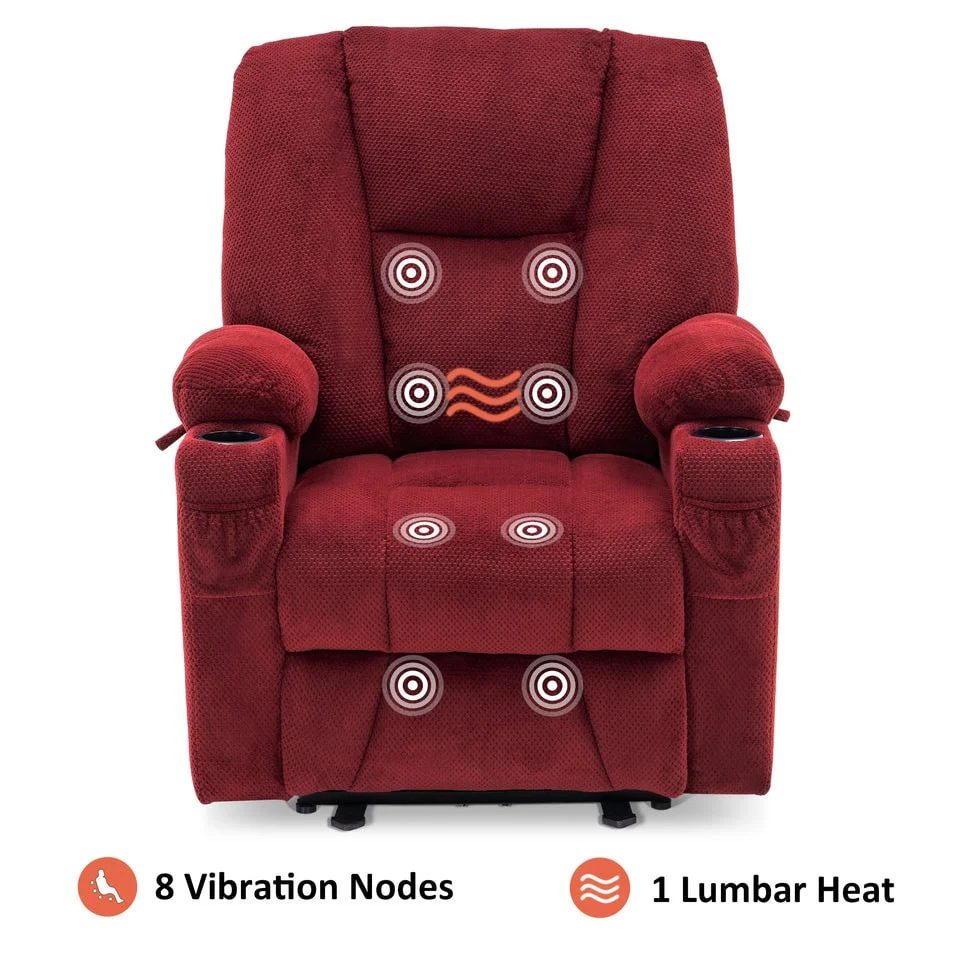 MCombo Electric Power?Recliner Chair with Massage  Heat, Plush Fabric 8015