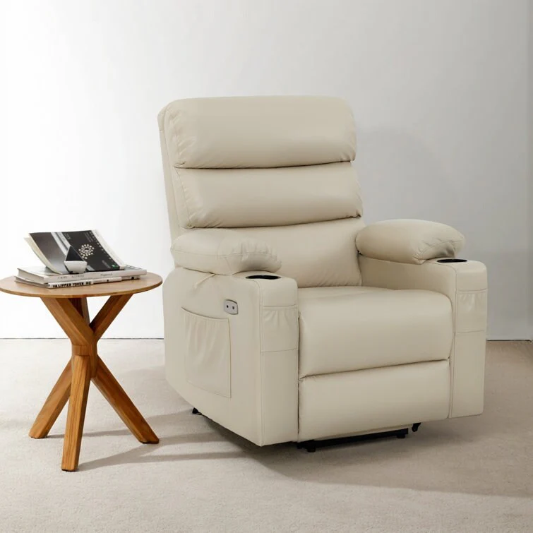 Power Recliner Lift Assit Chair with Vibration Massage and Heat, Faux Leather, 350 lbs