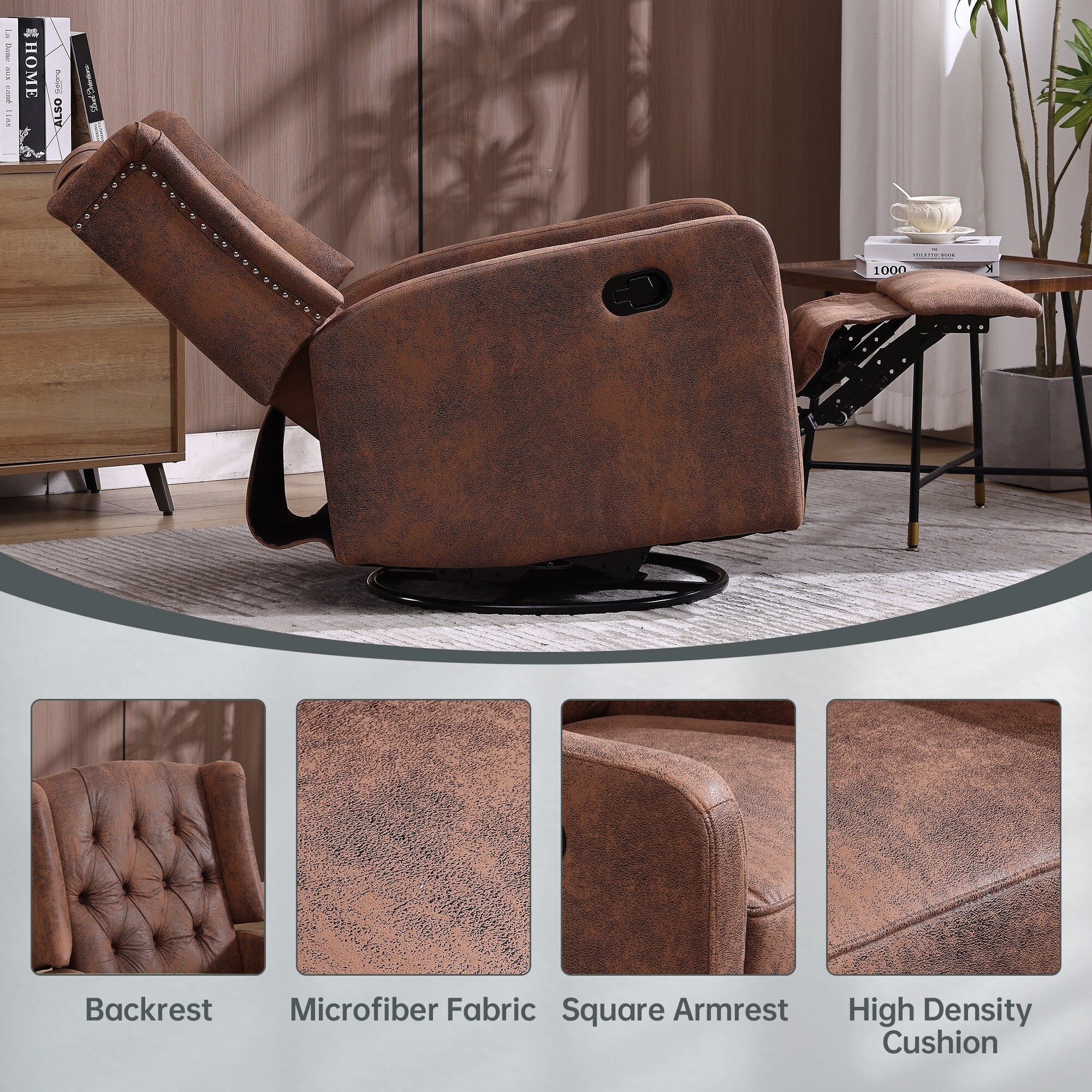 360 Degree Swivel Nursery Rocking Recliner Chair