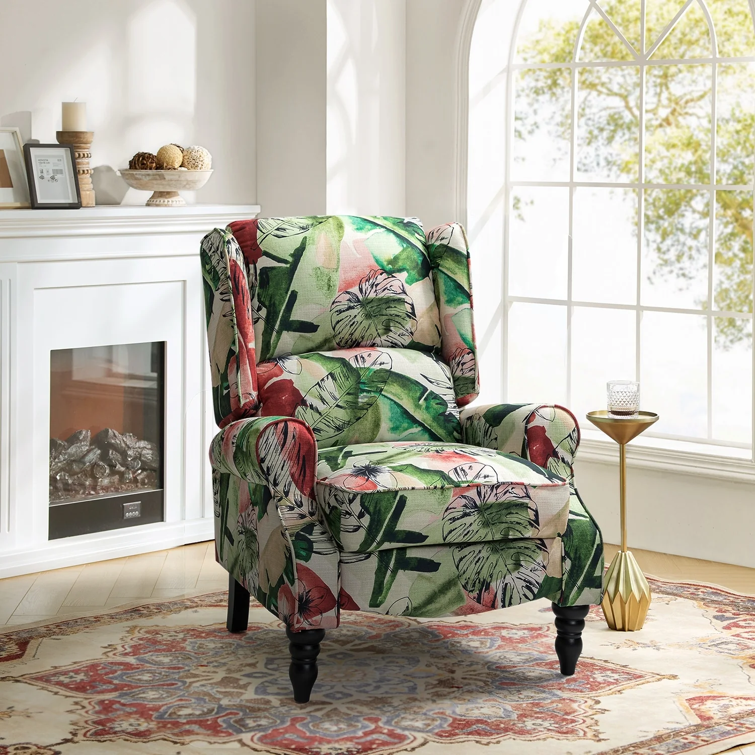 Olympus Upholstered Classic Manual Wingback Recliner with Solid Wood Legs by HULALA HOME