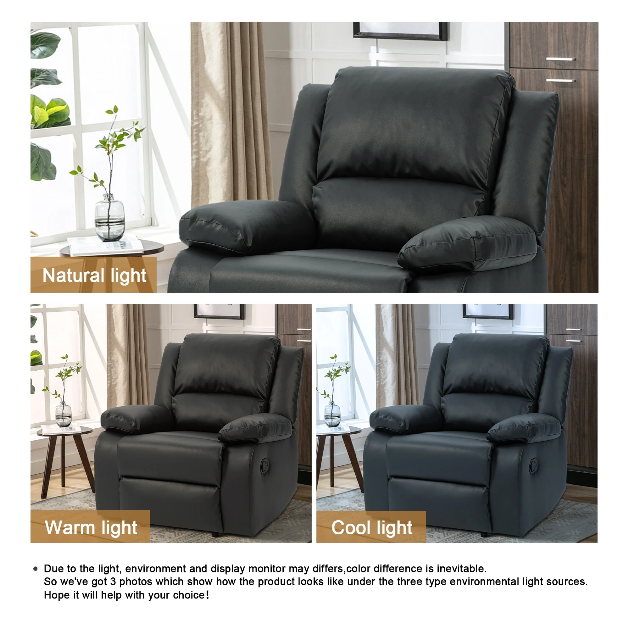 Faux Leather Lounge Chair Single Sofa Adjustable Recliners