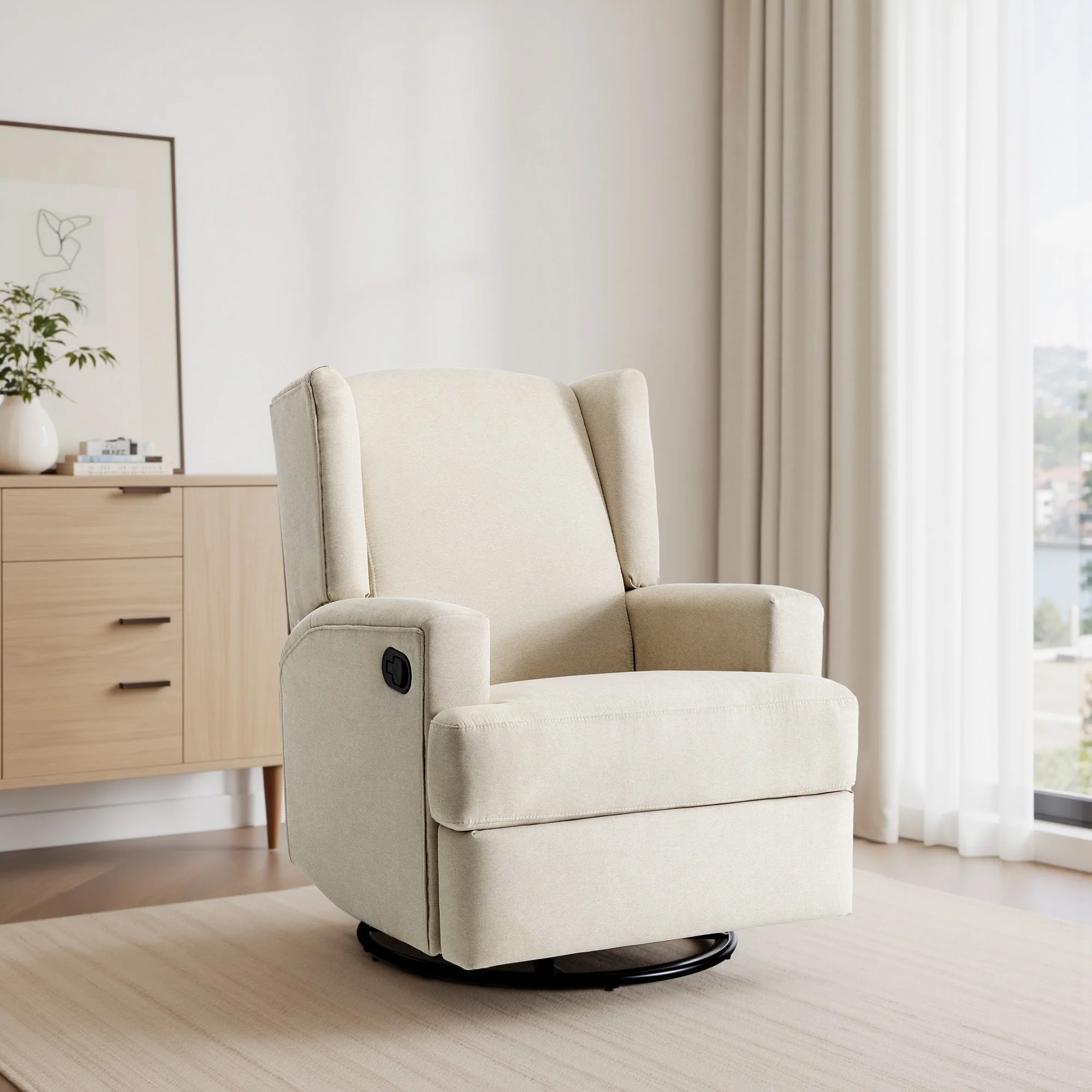 Swivel Wingback Glider Rocker Nursery Recliner Chair