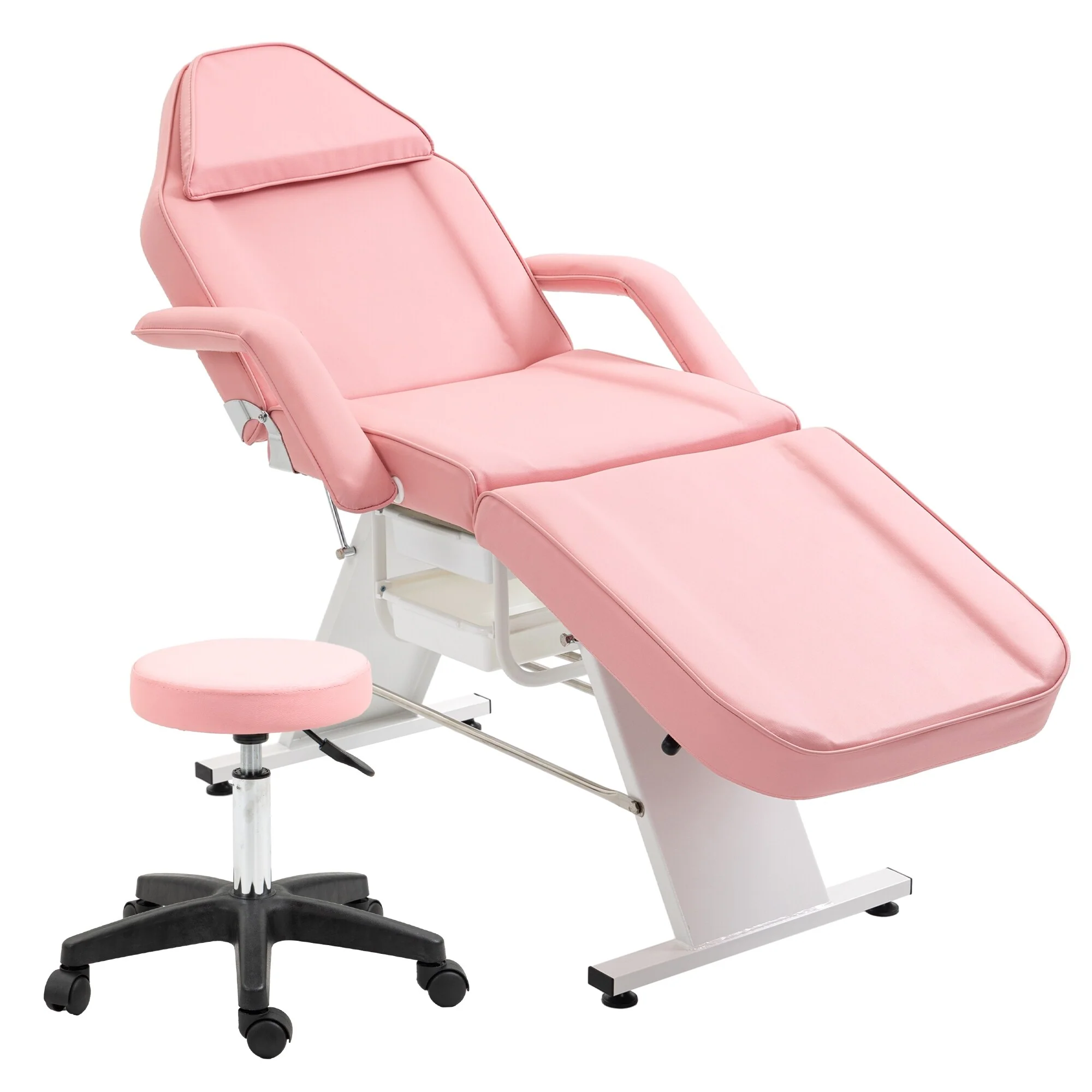 Professional Massage Spa Salon Bed Chair, Folding Lash Bed with Hydraulic Stool Adjustable Facial Chair Bed