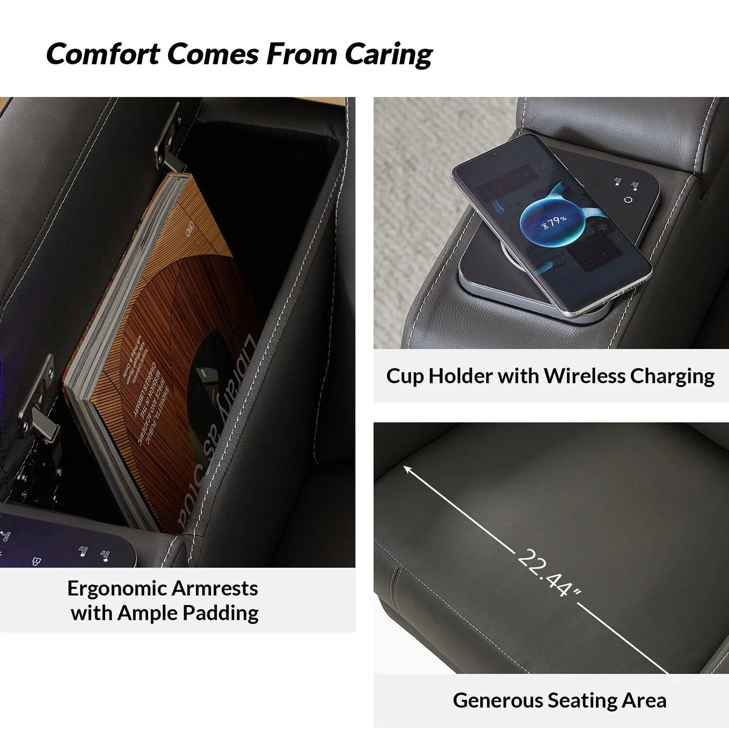 Laura 35.04 Wide Genuine Leather Power Recliner with Adjustable Headrests by HULALA HOME