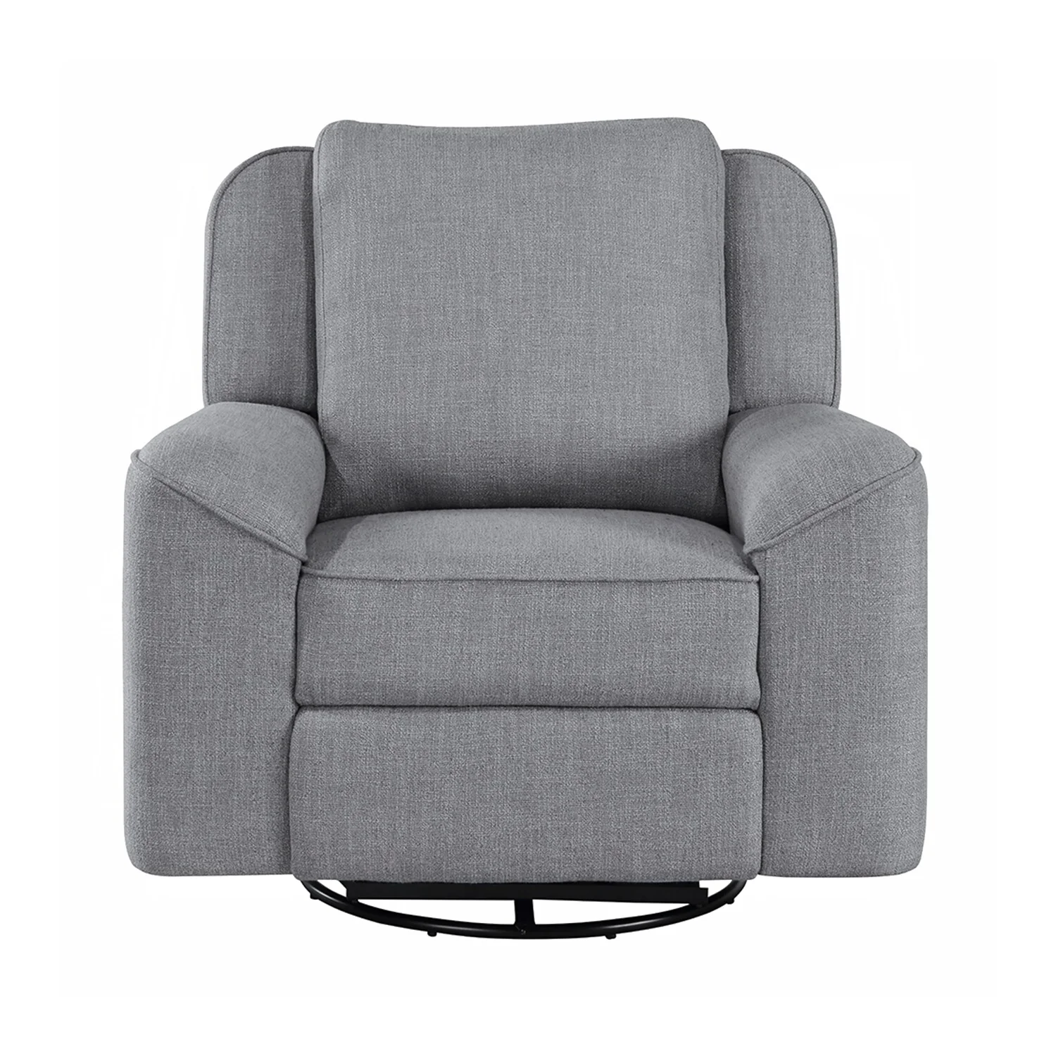 Linen Upholstered Manual Glider Recliner with Swivel in Gray
