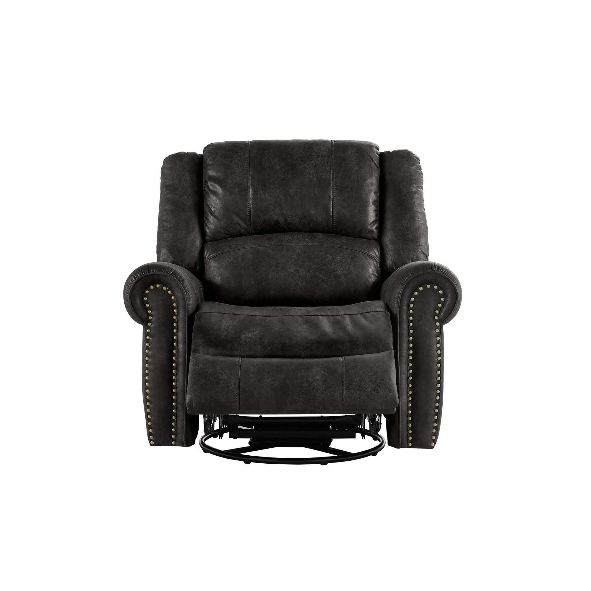 Monroe Polished Microfiber Nailhead Swivel Glider Recliner by iNSPIRE Q Classic