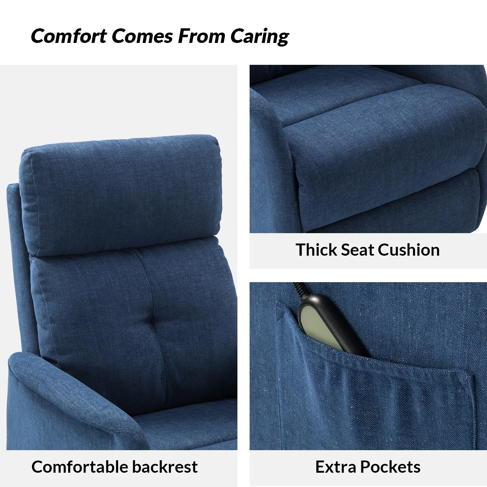 Elisa Power Remote Lift Assist Recliner with Metal Base