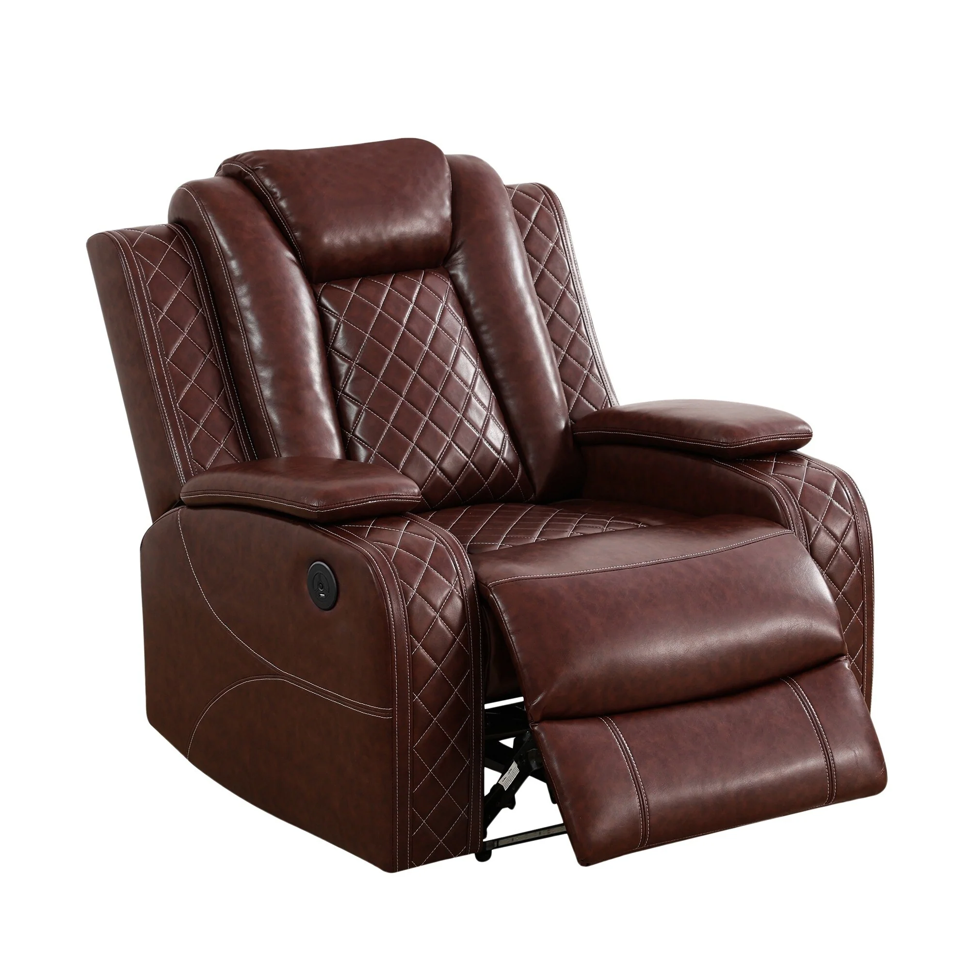 Modern Breathing Leather Recliner Chair with Ambient Lighting and USB-Powered LED