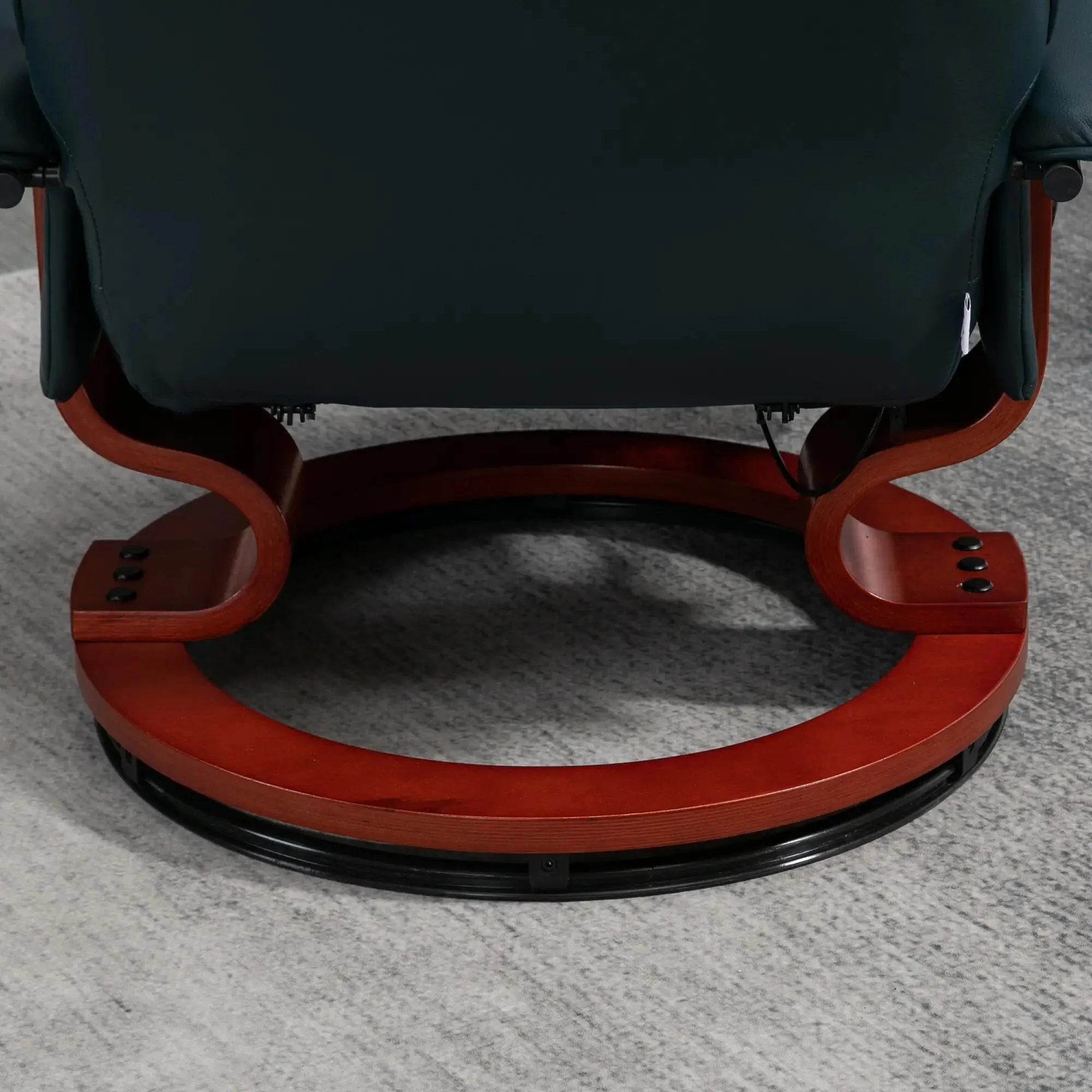 Faux Leather Recliner Chair, Swivel Recliner with Footrest, Armrest