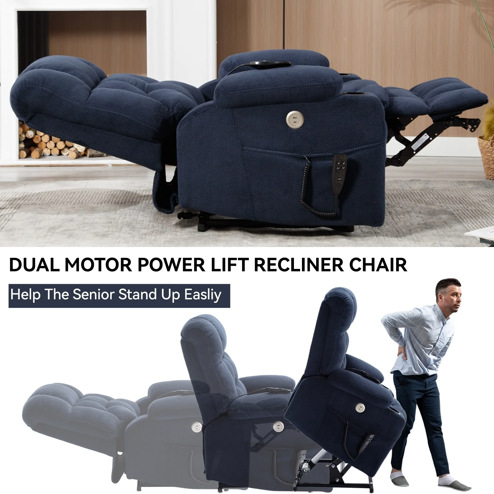 Chenille Power Lift Recliner Chair