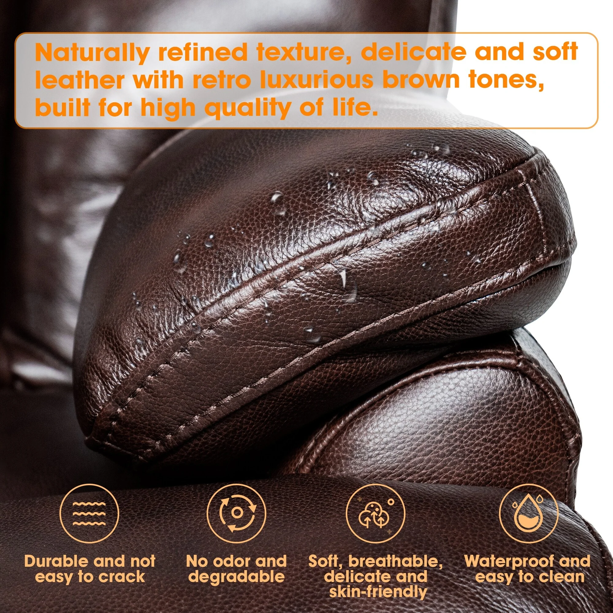 Top Grain Leather Power Recliner Chair Adjustable Headrest Extendable Footrest Zero Gravity Recliner