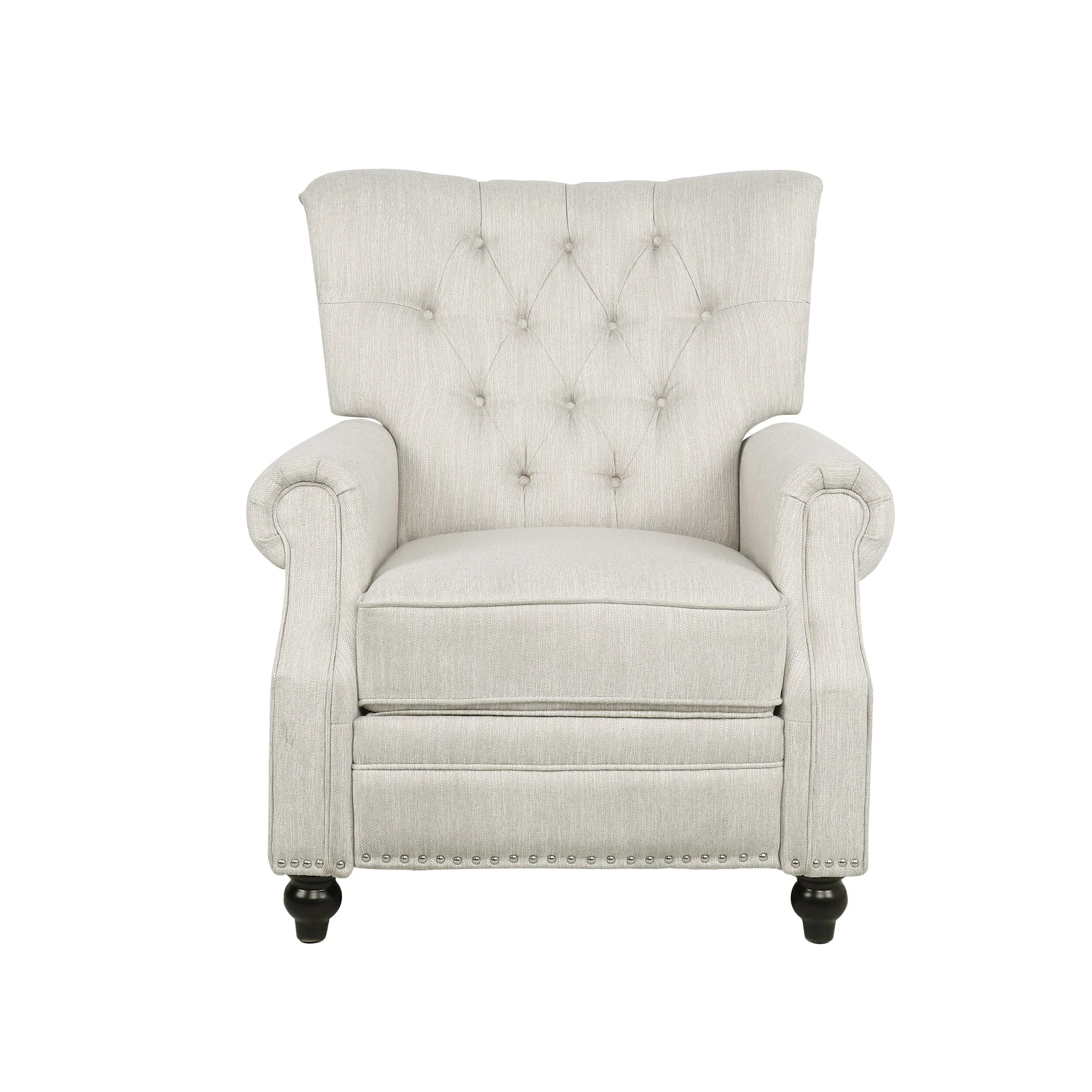 Button?Tufted Push?Back Recliner Chair with Nailhead & Rolled Arms