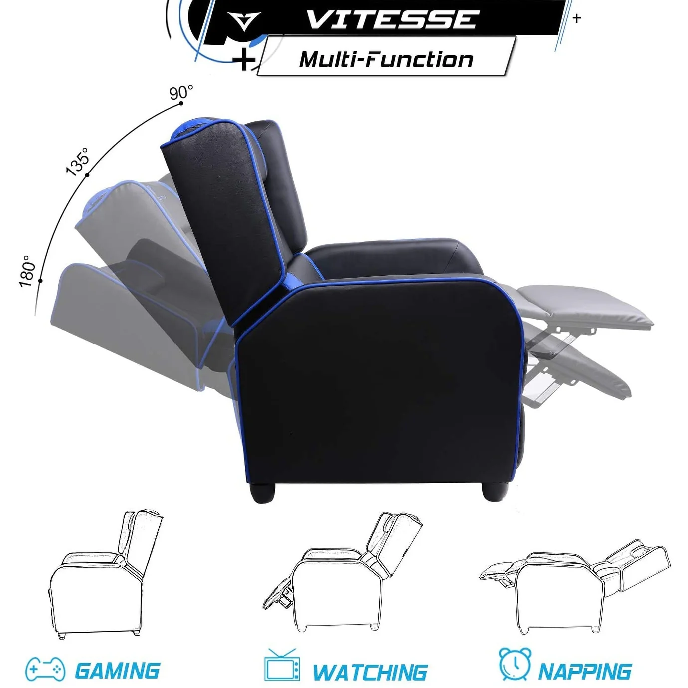 BOSSIN Gaming Recliner Chair Racing Style High Back Chair Living Room Recliners Theater Seating