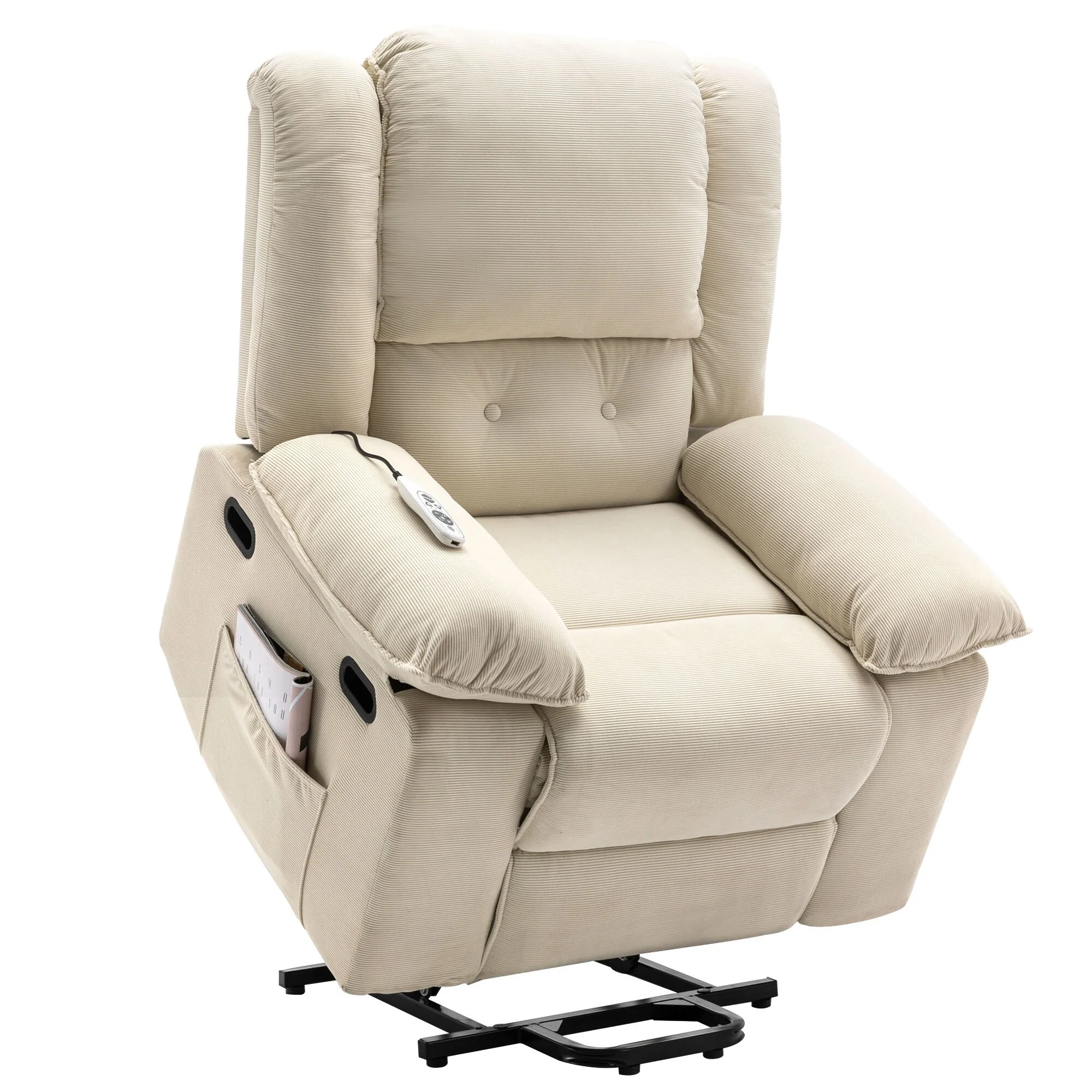 Beige Power Lift Recliner with Massage, Heat, and Adjustable Recline