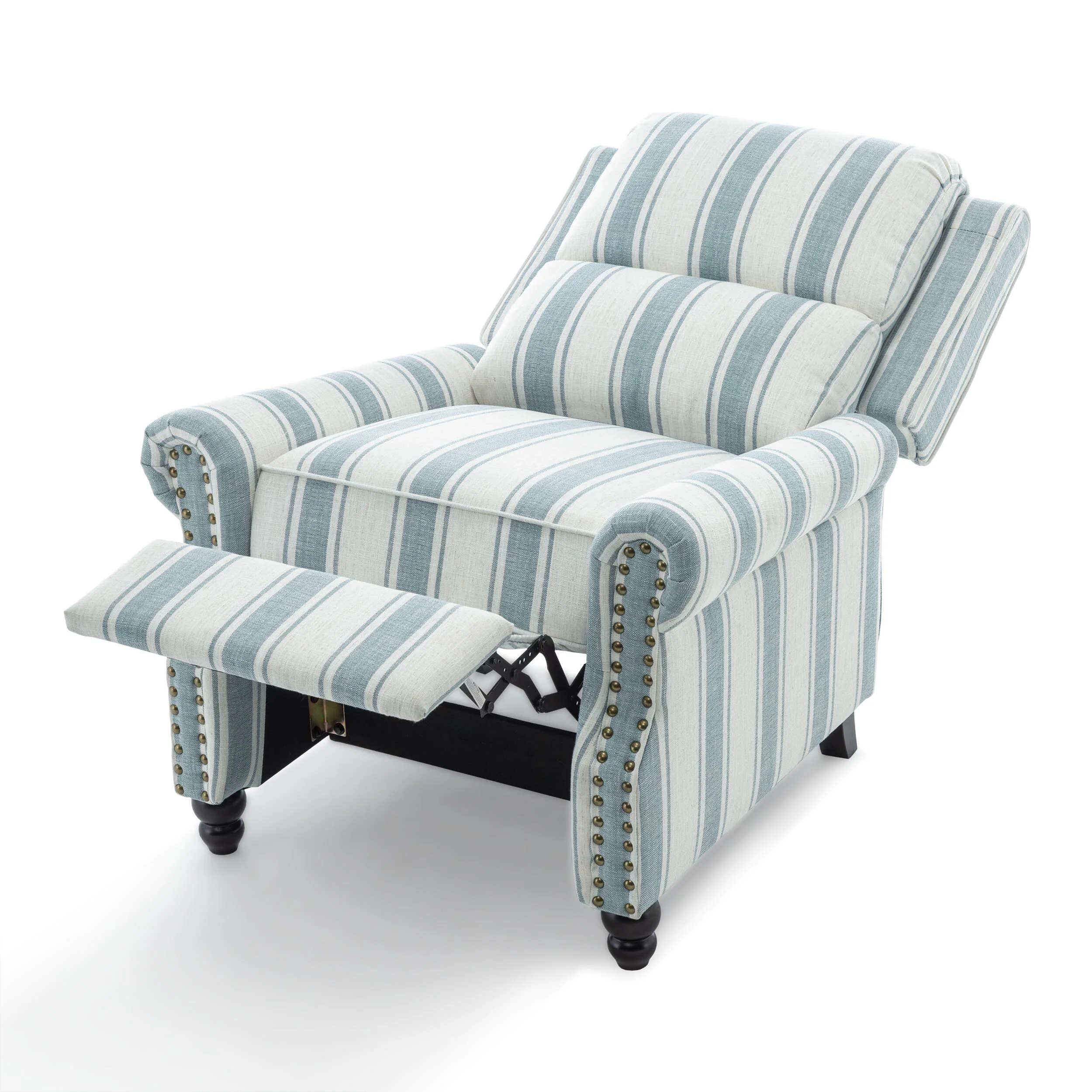 Alisa 35'' W Vegan Leather/ Linen Glider Push Back Recliner Chair