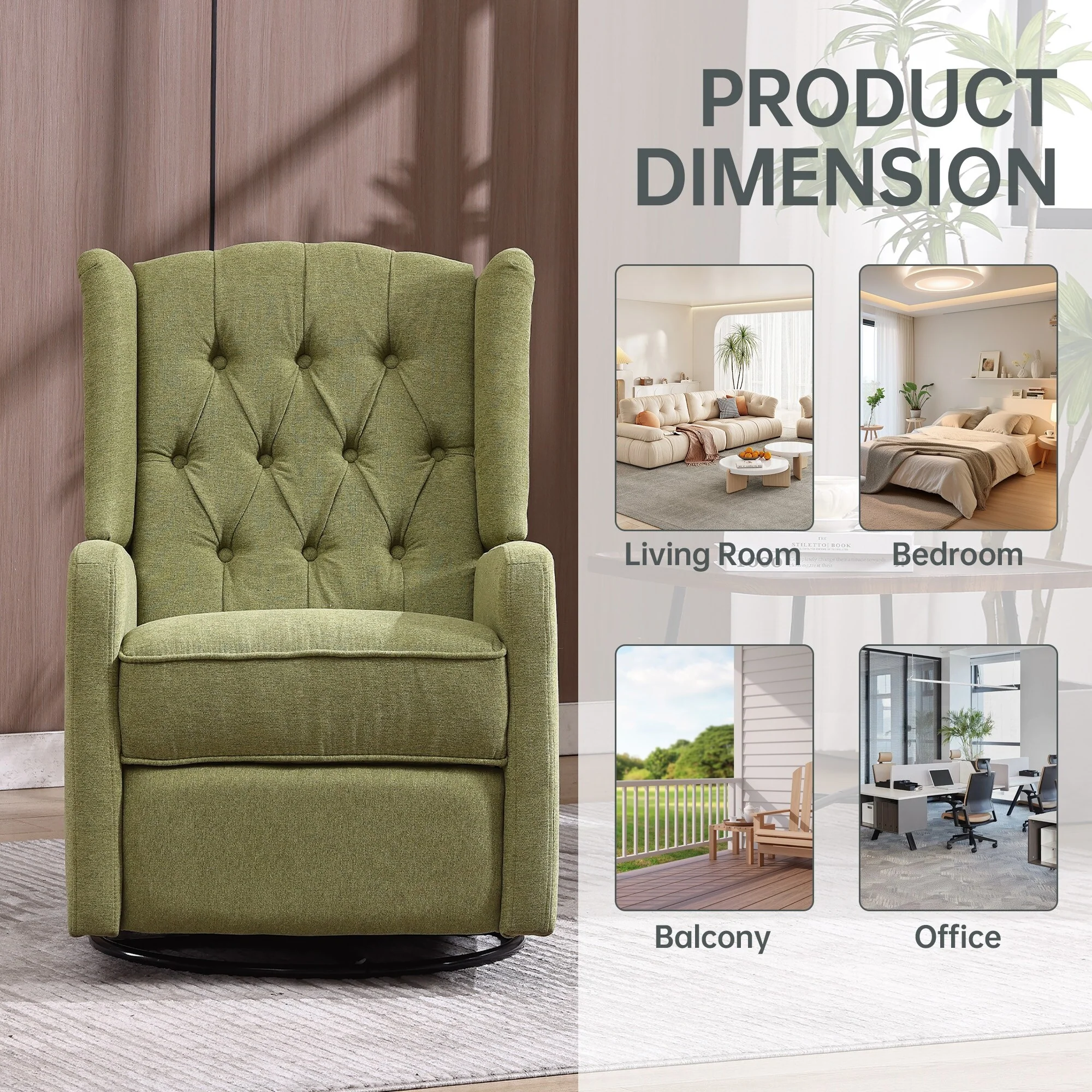 Swivel Recliner Lounge Chair with Footrest, Glider Motion & Ergonomic Design