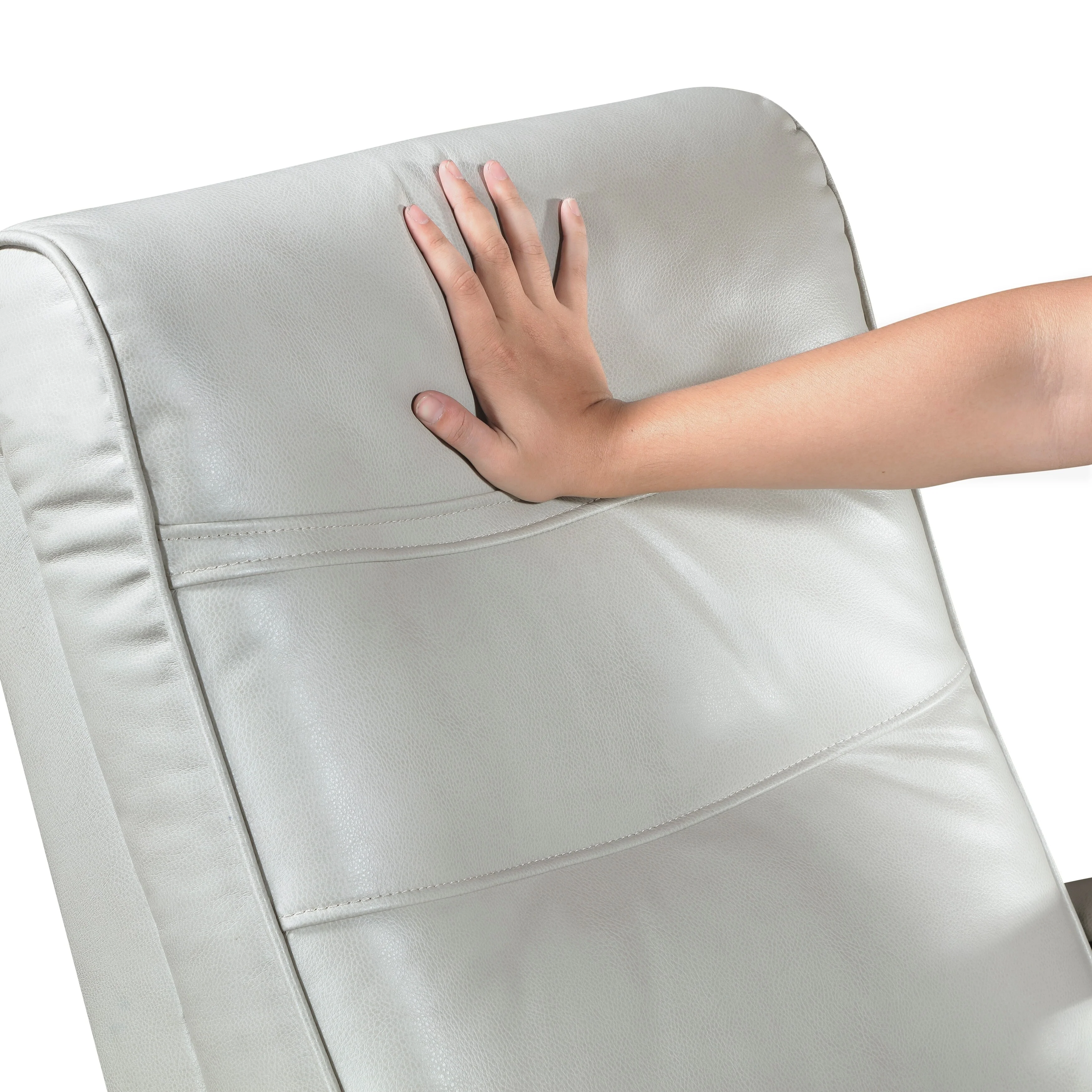 1pc Swivel Gliding Recliner Faux Leather Upholstered Solid Rubberwood Arms Luxurious Living Room Furniture