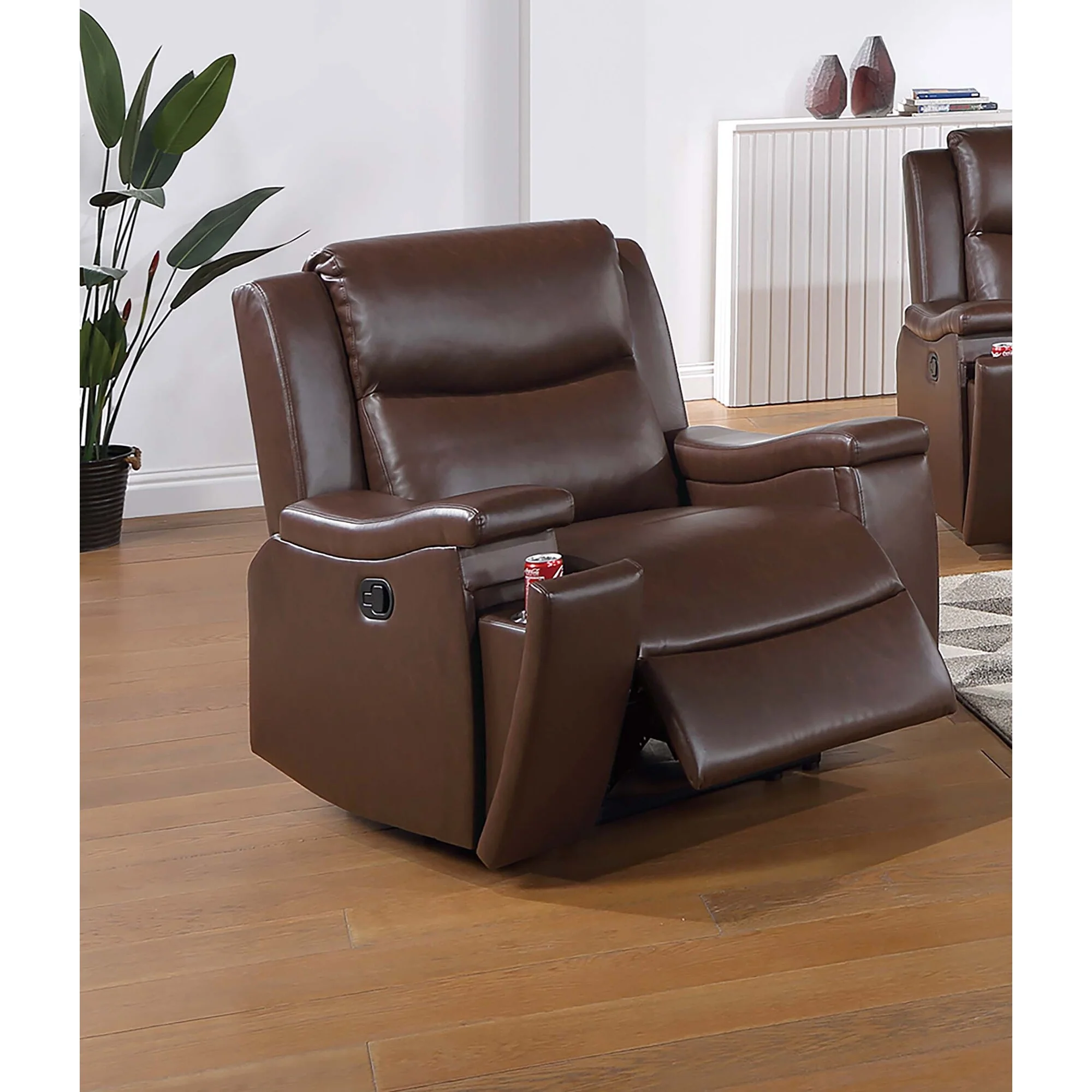Comfortable Single Recliner with Cup Holder and Manual Recline Function