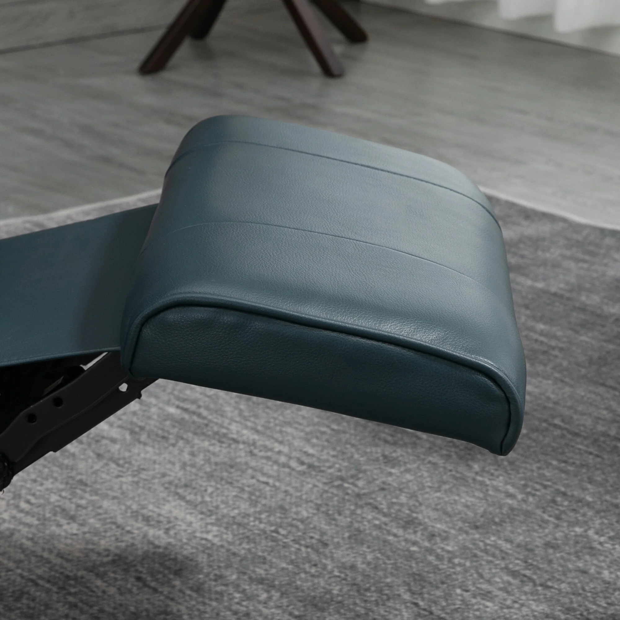 PU Leather Recliner with Wooden Swivel Base, Manual Recline, Padded Armrests, and Footrest