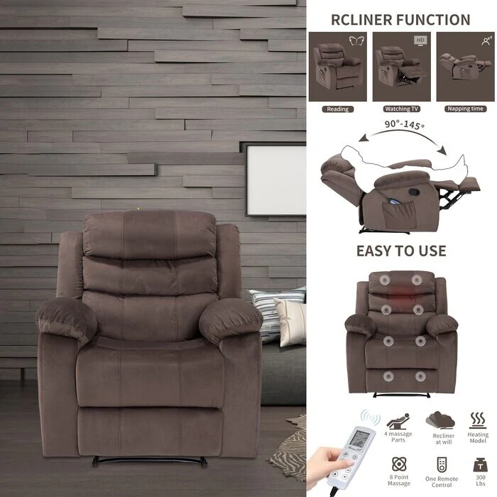 Soft Recliner Chair with Massage and Heat Function
