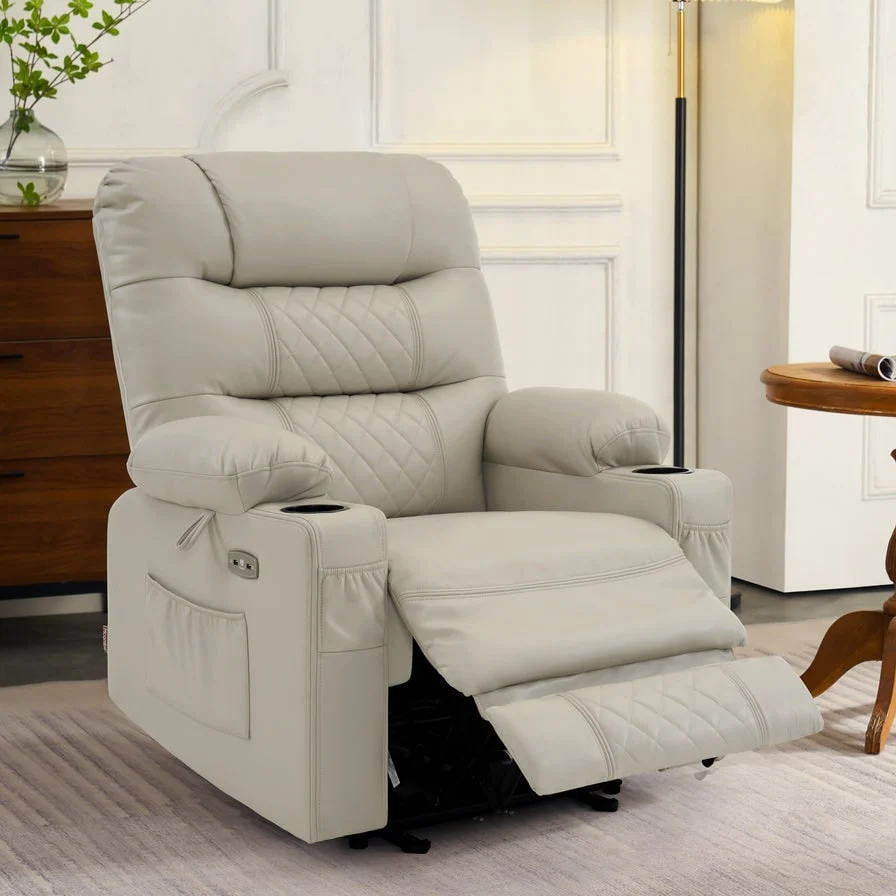 MCombo Electric Power Recliner Chair with Heat and Massage, Leather PR621