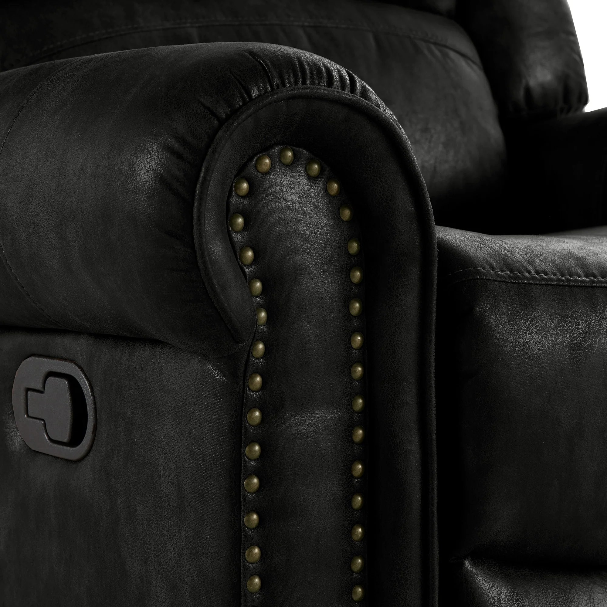 Monroe Polished Microfiber Nailhead Swivel Glider Recliner by iNSPIRE Q Classic