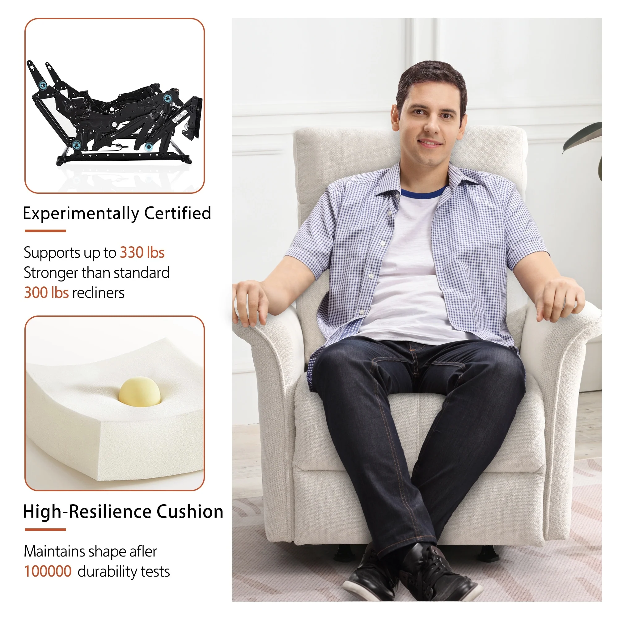 Manual Rocker Recliner Chair,Manual Rocking Glider Recliner,Fabric Nursery Chair,Single Sofa Recliner,Wide Armrests